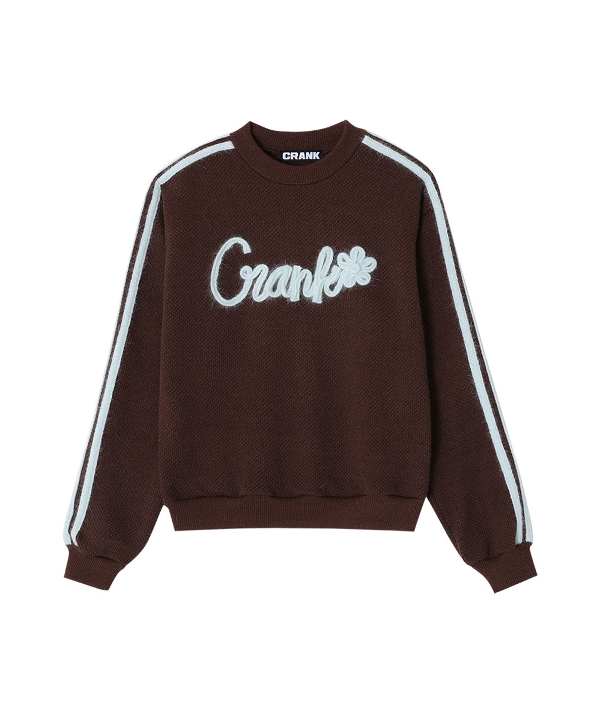크랭크(CRANK) 앙고라 라인 플라워 니트_브라운