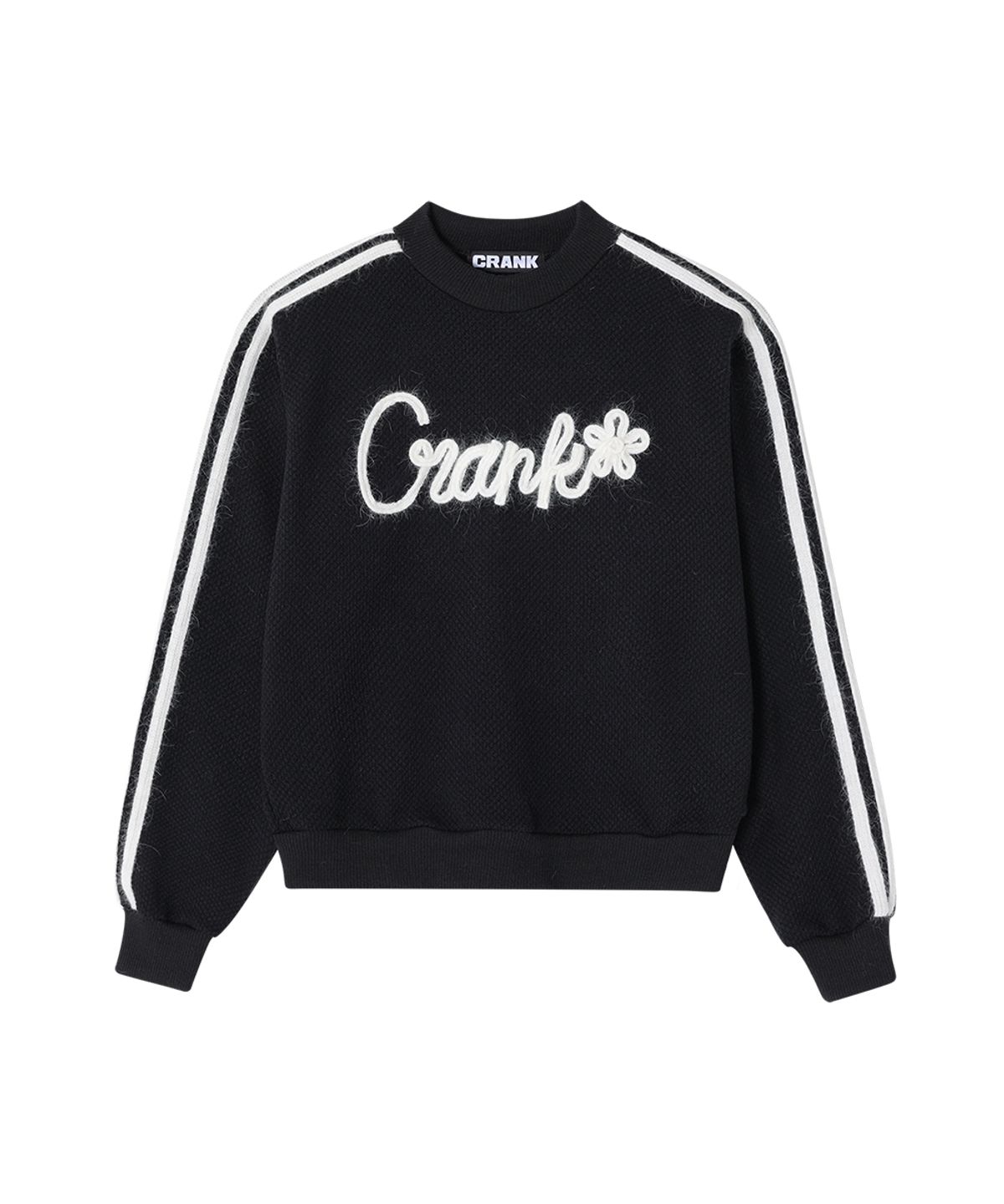 크랭크(CRANK) 앙고라 라인 플라워 니트_블랙