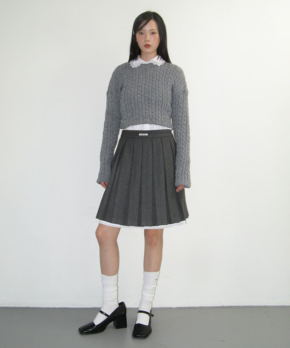 スカート crank Layered Wool Pleated Skirt MUSINSA公式 | CRANK Layered Wool Pleated Skirt_Gray