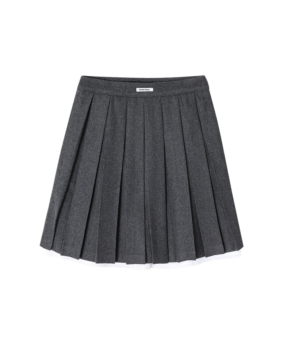 スカート CRANK Layered Wool Pleated Skirt_Gray MUSINSA | CRANK Layered Wool Pleated Skirt_Gray