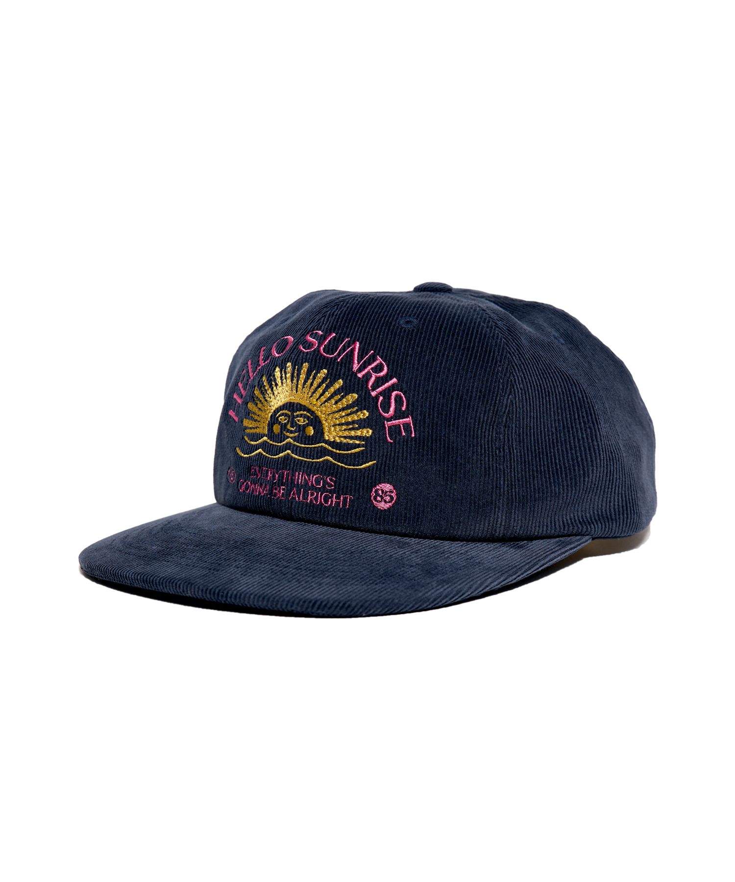 MUSINSA | HELLO SUNRISE Corduroy Arch Logo 6Panel Cap_Navy