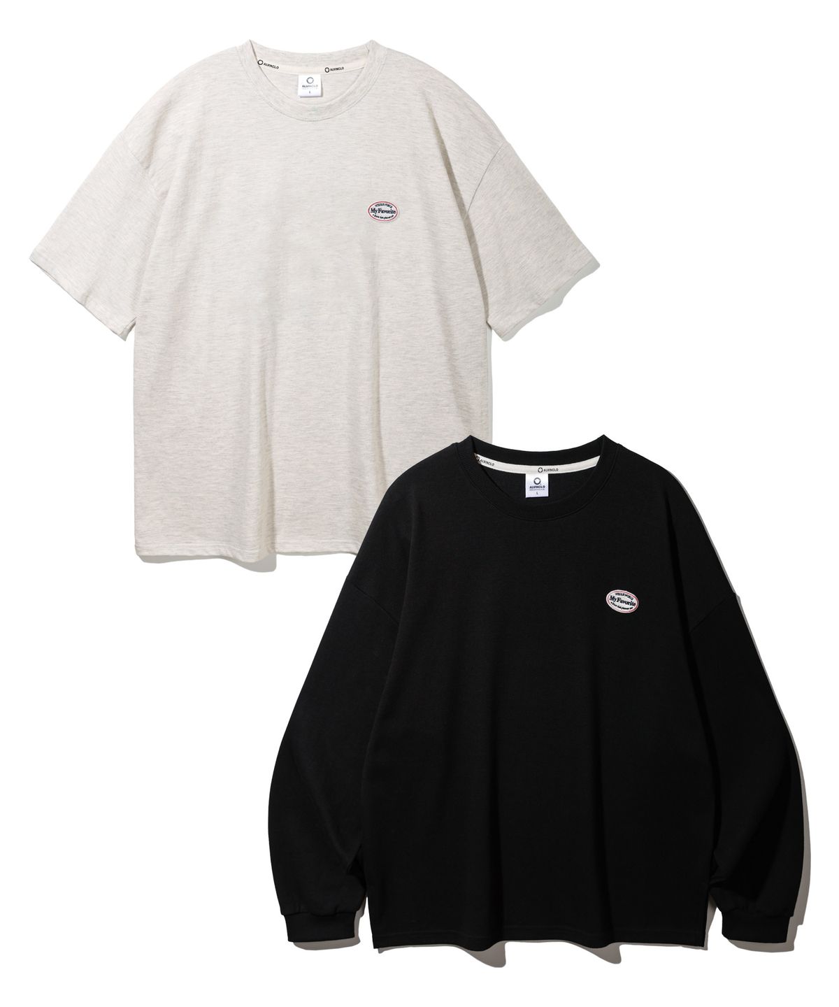 앨빈클로(ALVINCLO) [SET] 와펜 오버핏 긴팔티 반팔티 2종 세트