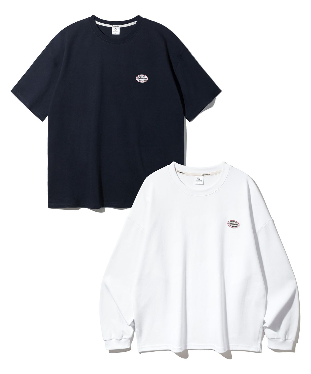 앨빈클로(ALVINCLO) [SET] 와펜 오버핏 긴팔티 반팔티 2종 세트