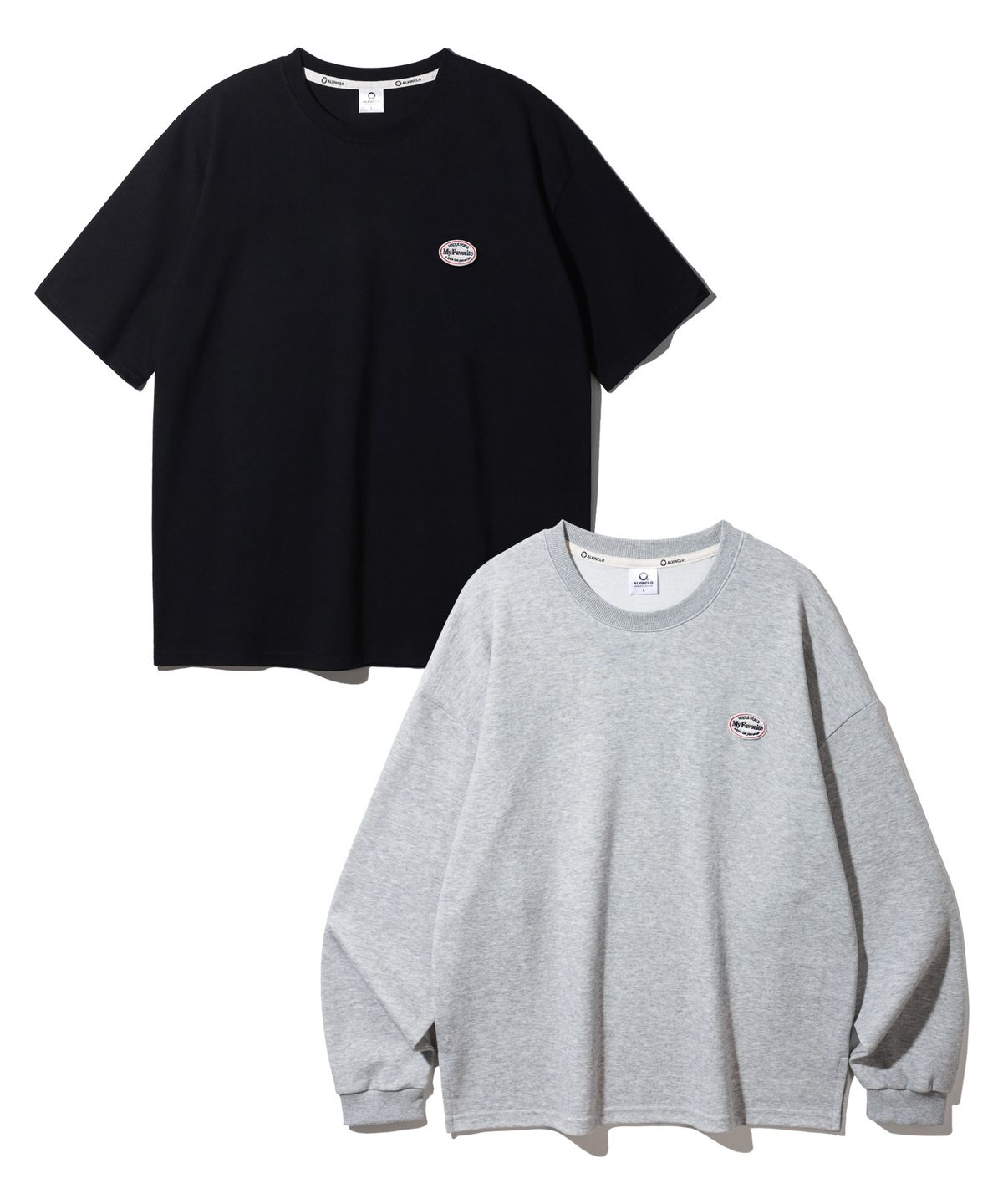 앨빈클로(ALVINCLO) [SET] 와펜 오버핏 긴팔티 반팔티 2종 세트