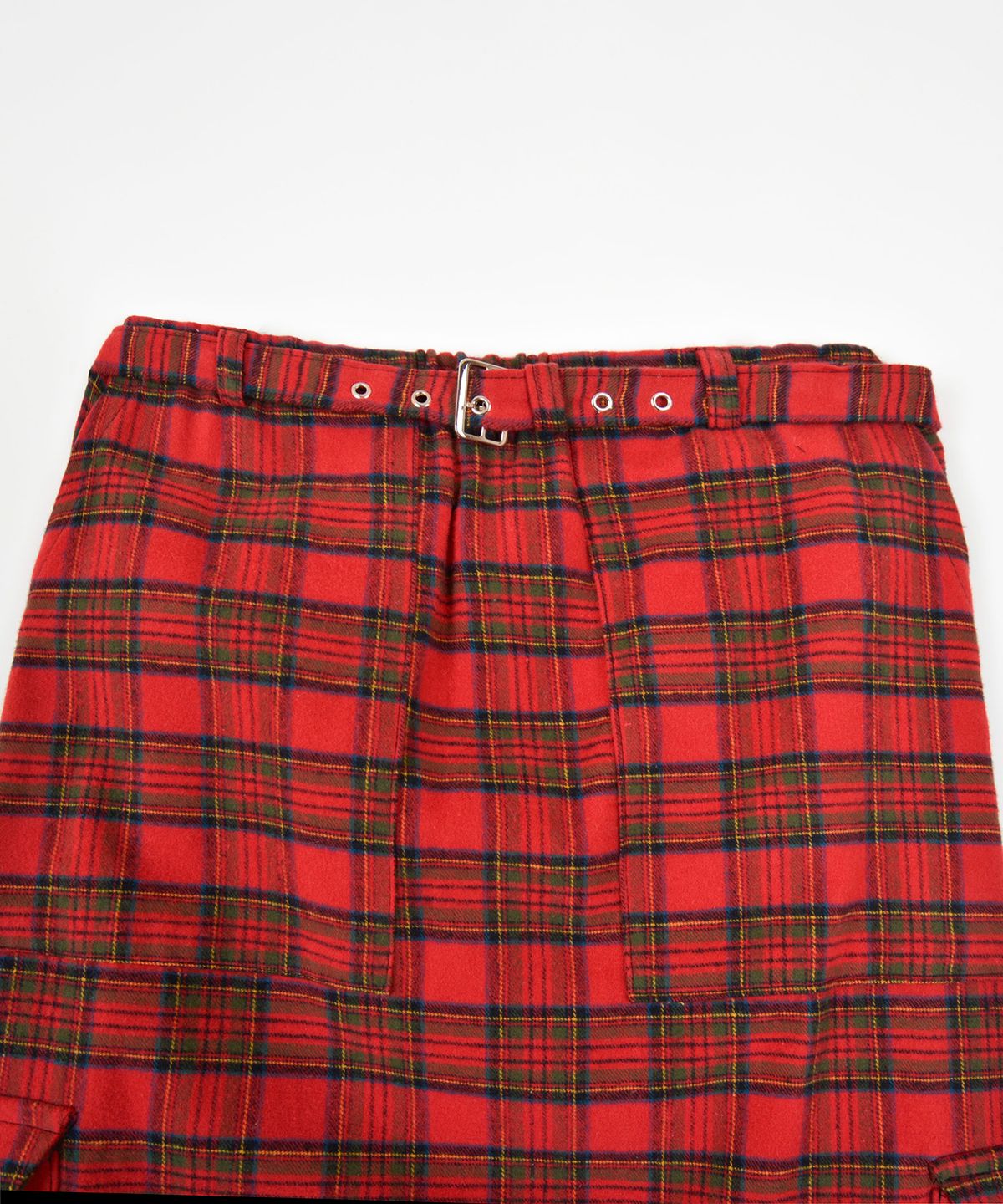 카타르시스(KATHARSIS) 체크 벨트 밴딩 롱스커트 레드 ONE SIZE