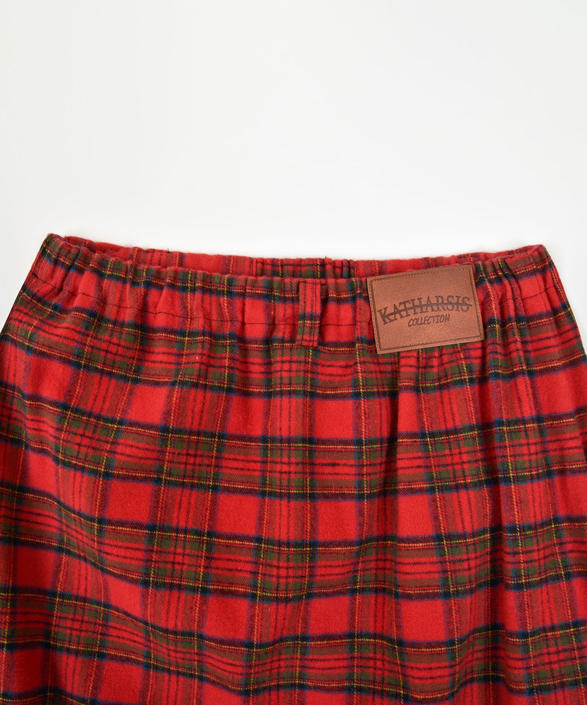 카타르시스(KATHARSIS) 체크 벨트 밴딩 롱스커트 레드 ONE SIZE