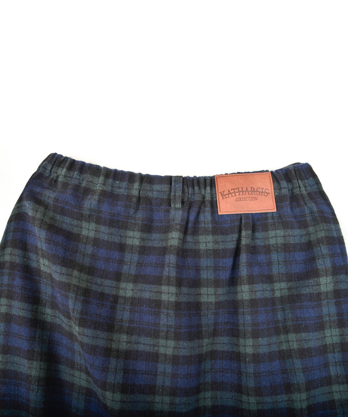 카타르시스(KATHARSIS) 체크 벨트 밴딩 롱스커트 그린 ONE SIZE