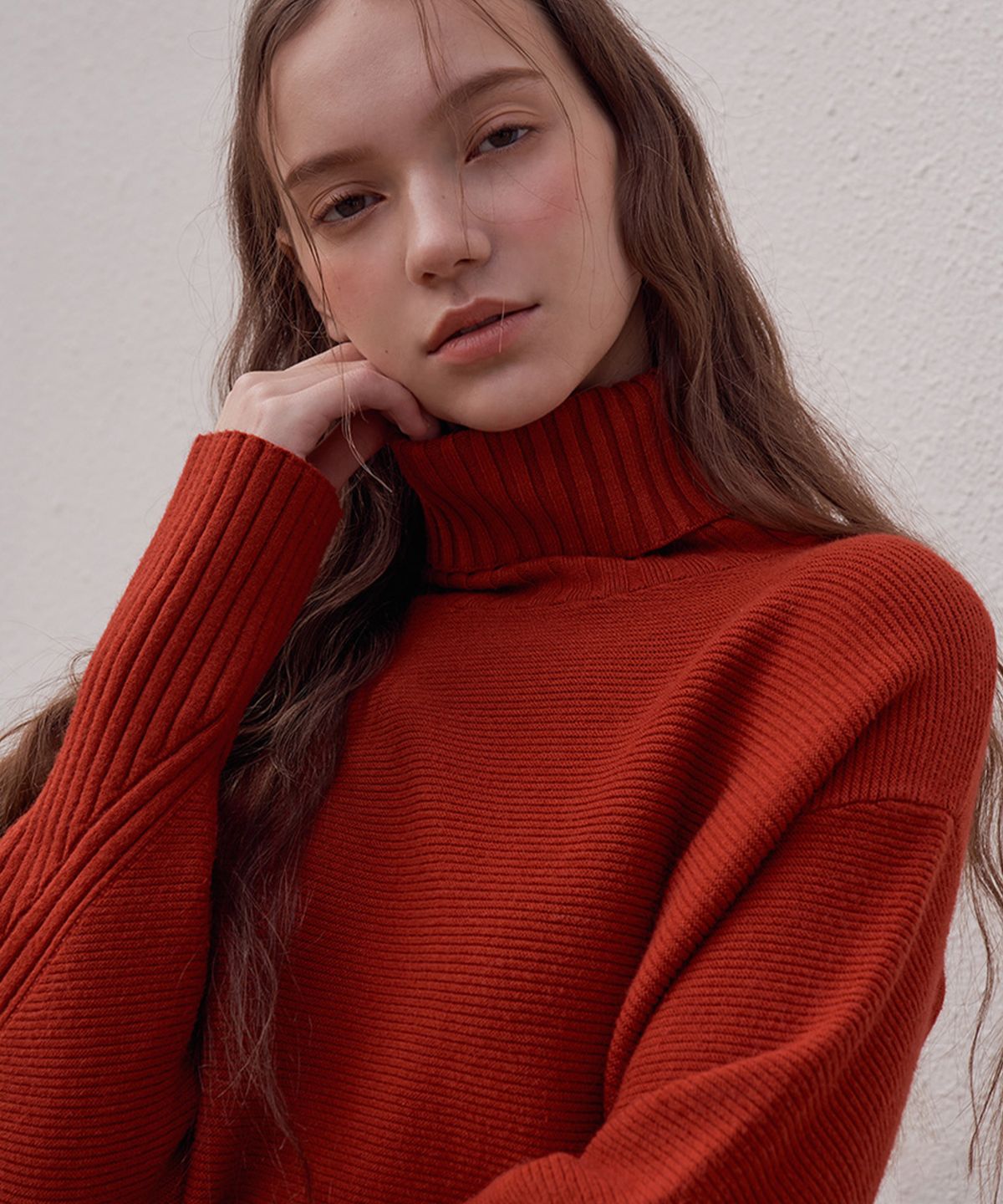 바스카라(VASCARA) Diagonal Patterned Turtleneck Knitwear (7colors)