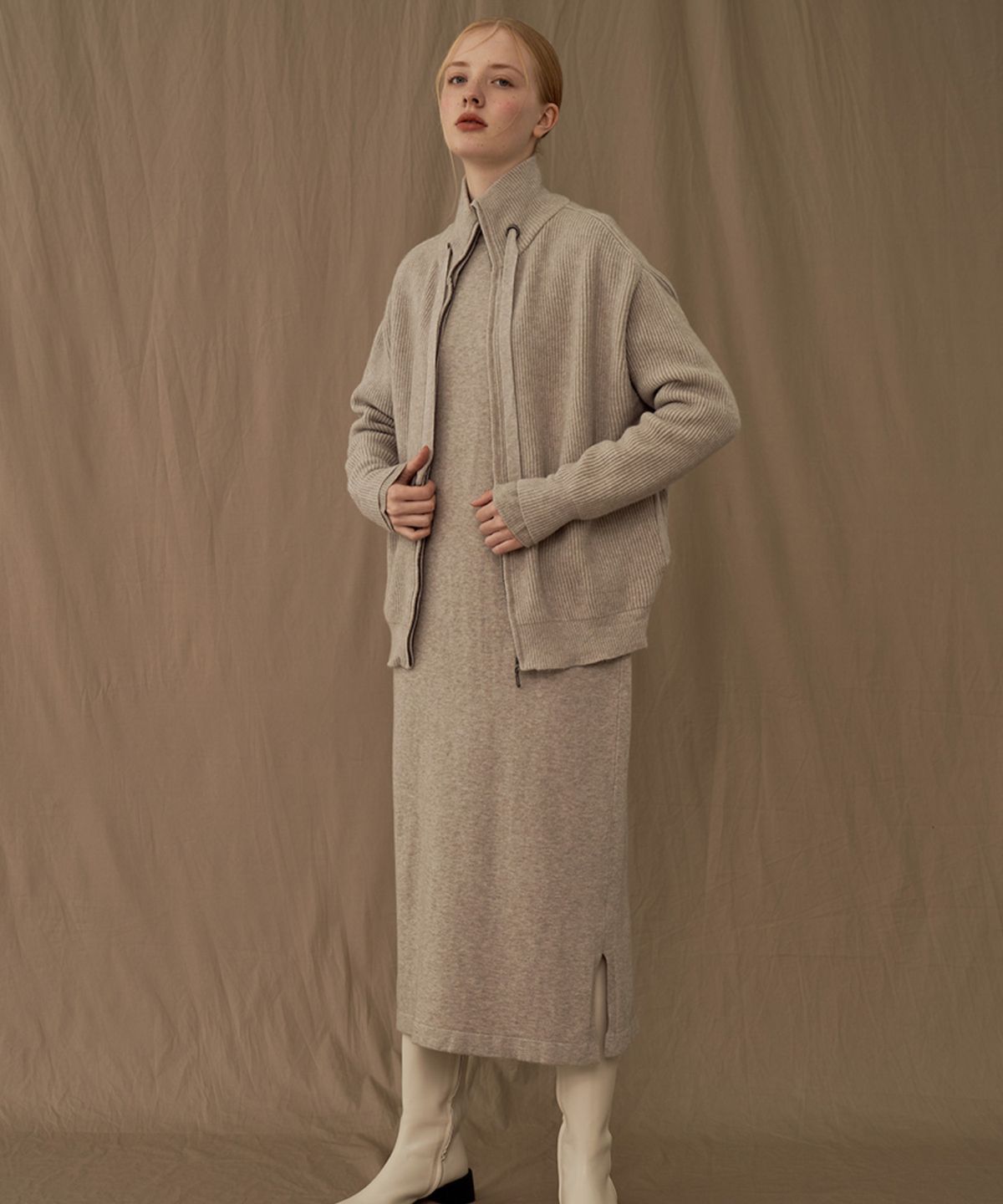바스카라(VASCARA) Turtleneck Zip-Up Knit Cardigan (5colors)