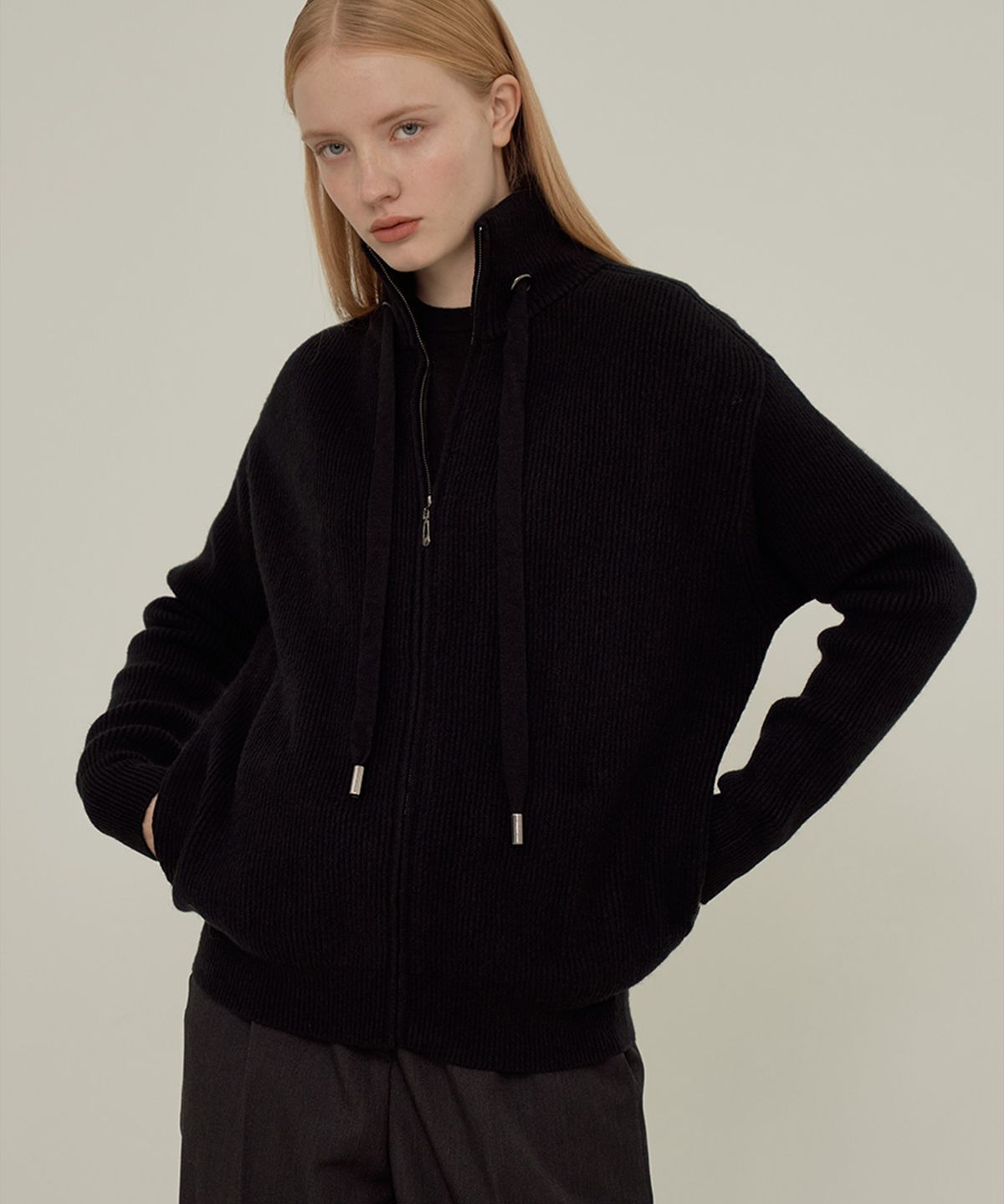 바스카라(VASCARA) Turtleneck Zip-Up Knit Cardigan (5colors)