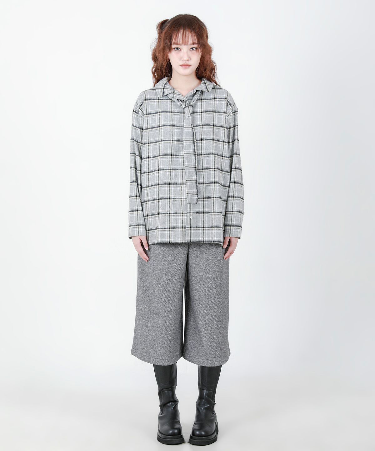 카타르시스(KATHARSIS) 체크 타이 셔츠 그레이 ONE SIZE