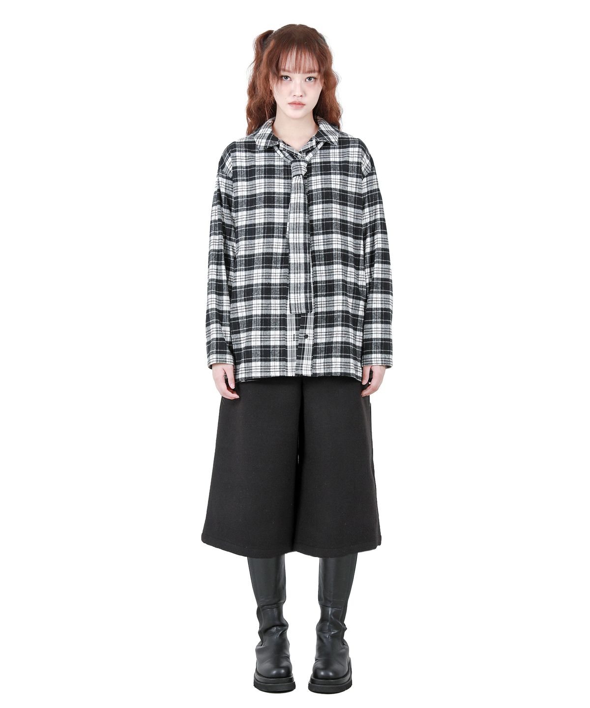 카타르시스(KATHARSIS) 체크 타이 셔츠 블랙 ONE SIZE