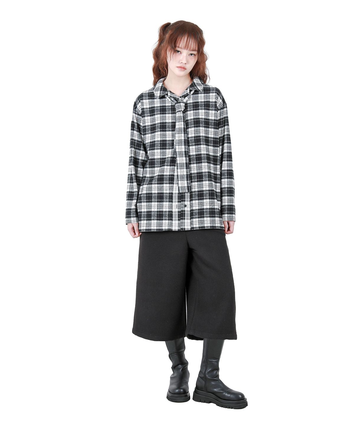 카타르시스(KATHARSIS) 체크 타이 셔츠 블랙 ONE SIZE