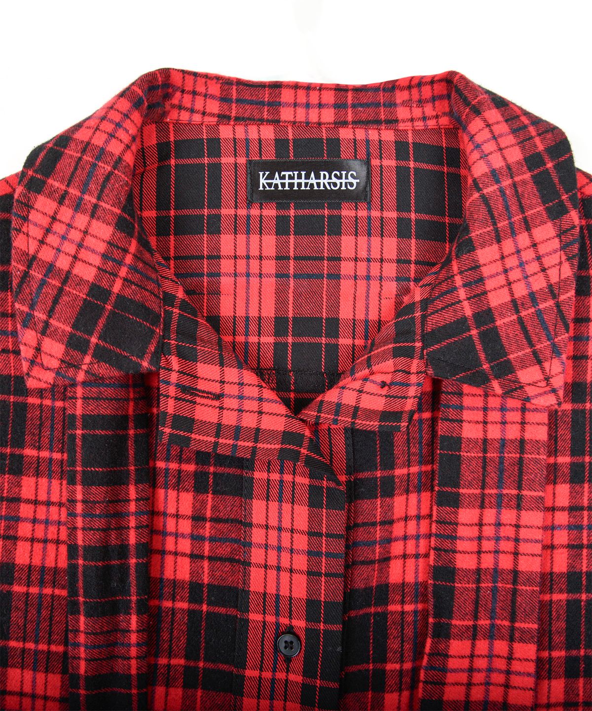 카타르시스(KATHARSIS) 체크 타이 셔츠 레드 ONE SIZE