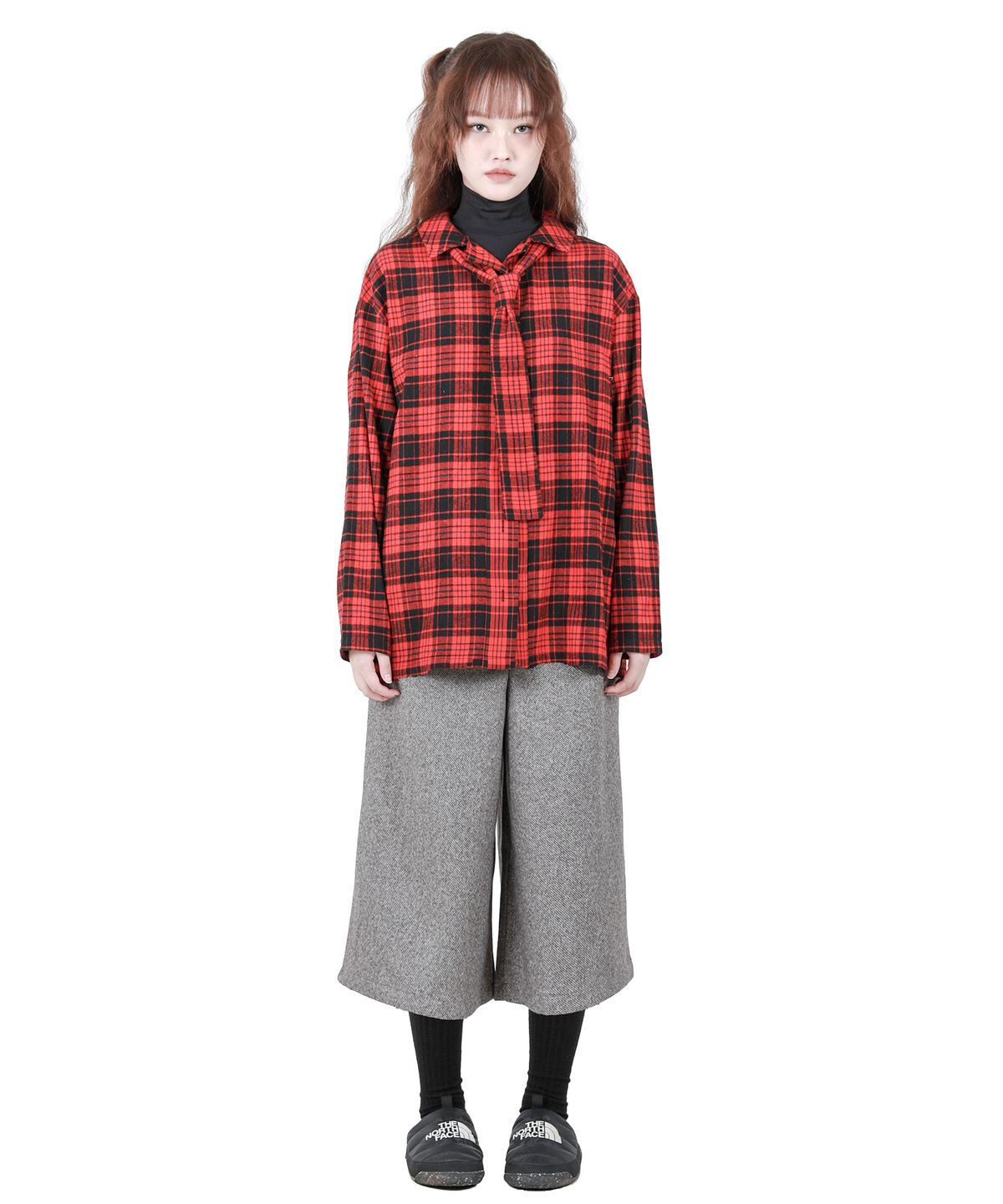 카타르시스(KATHARSIS) 체크 타이 셔츠 레드 ONE SIZE