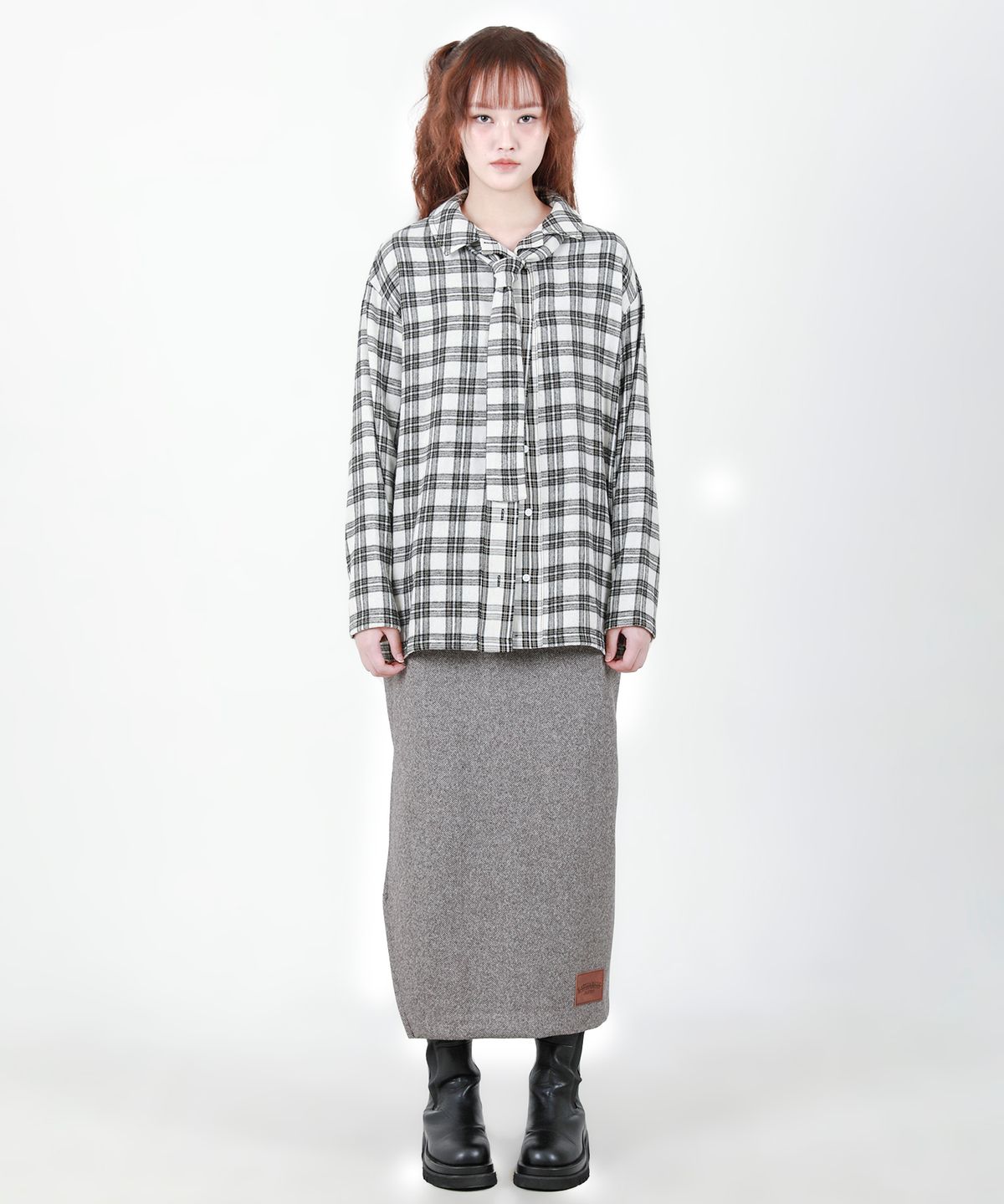 카타르시스(KATHARSIS) 체크 타이 셔츠 화이트 ONE SIZE