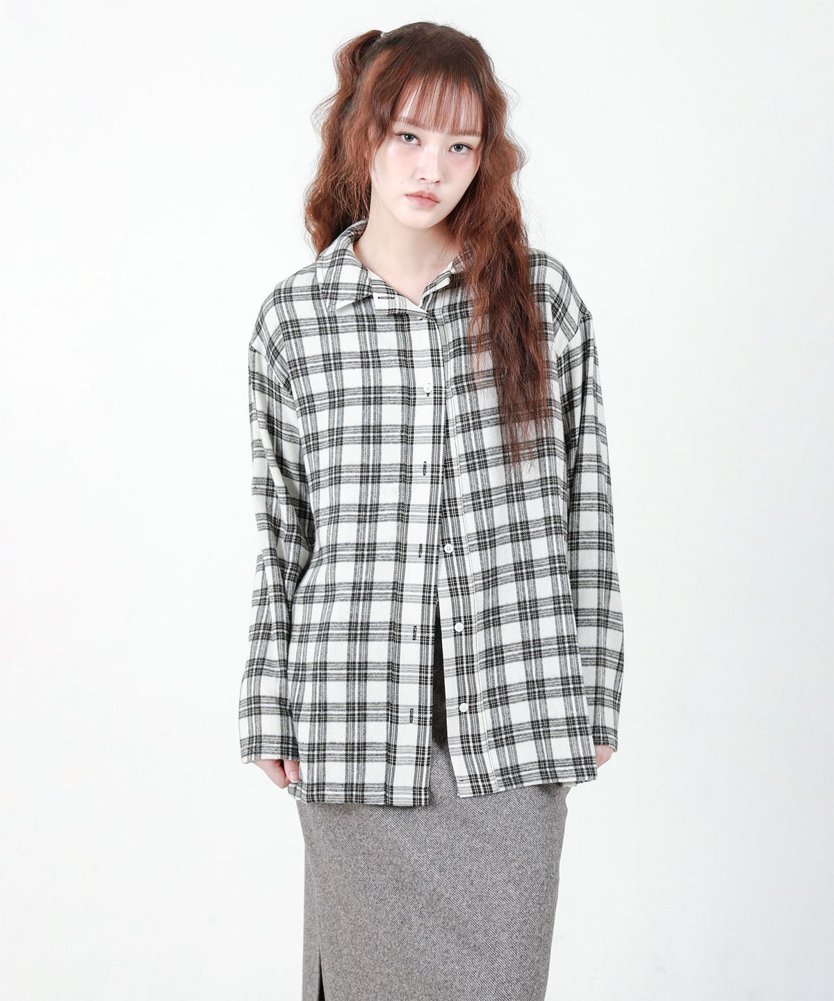 카타르시스(KATHARSIS) 체크 타이 셔츠 화이트 ONE SIZE
