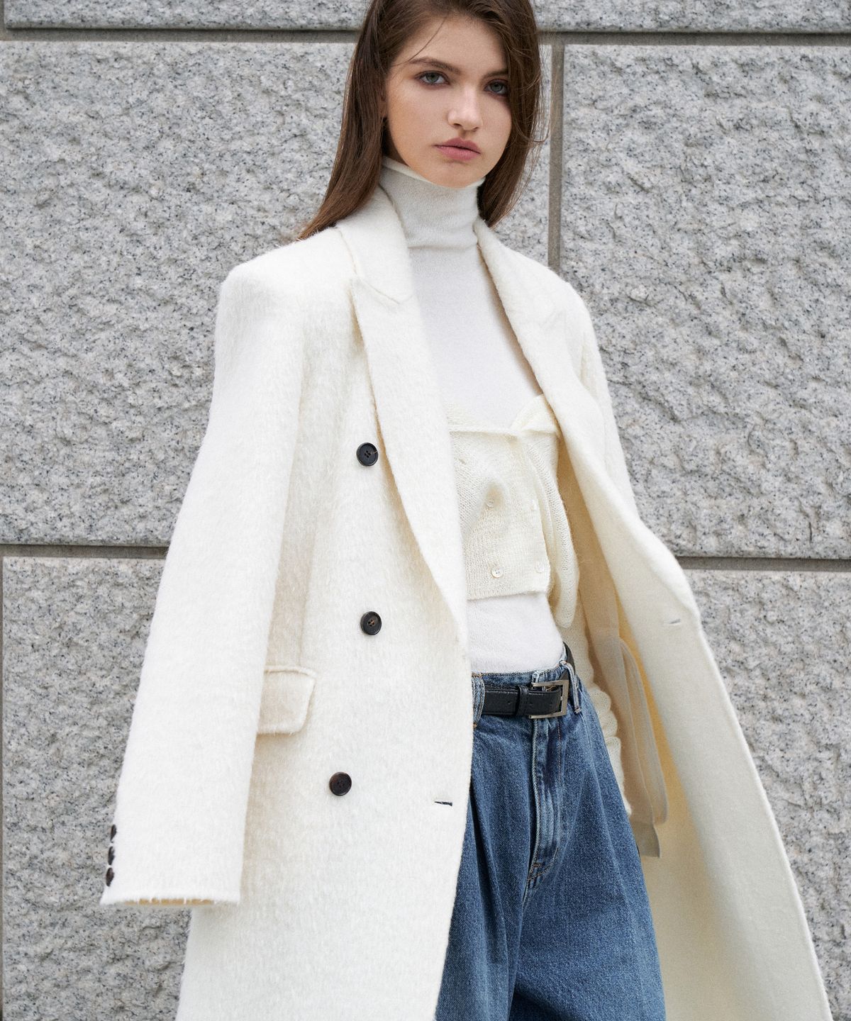 르네제이(RENEJ) Alpaca Tailored Oversize Long Coat