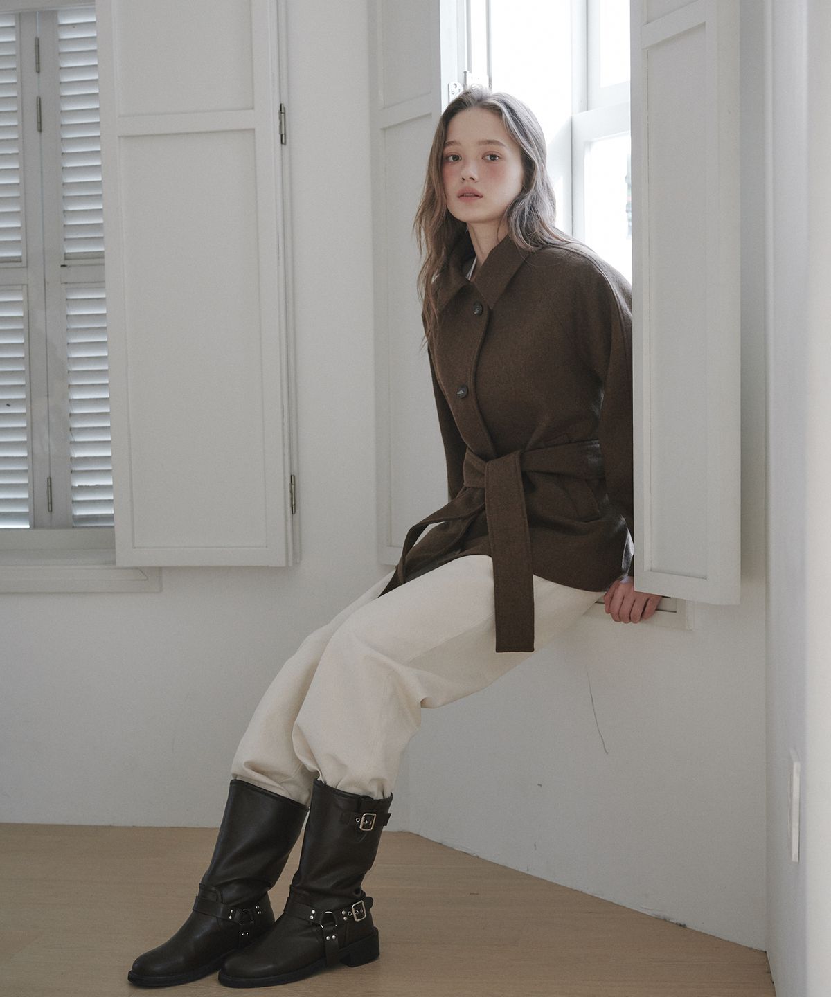 마우솔레움(MAU SOLEUM) Gemma Wool Half Coat - Brown