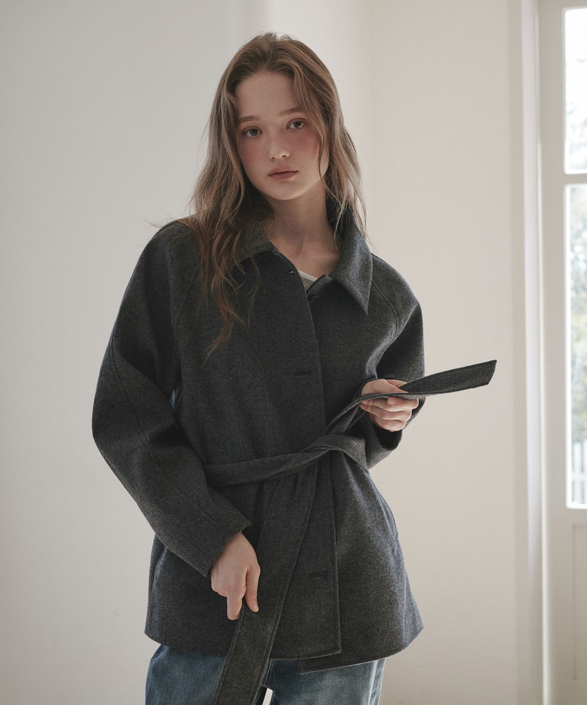 마우솔레움(MAU SOLEUM) Gemma Wool Half Coat - Grey