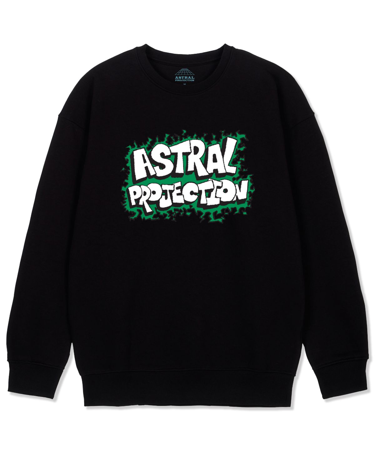 아스트랄 프로젝션(ASTRAL PROJECTION) 그라피티 로고 루즈핏 맨투맨_블랙
