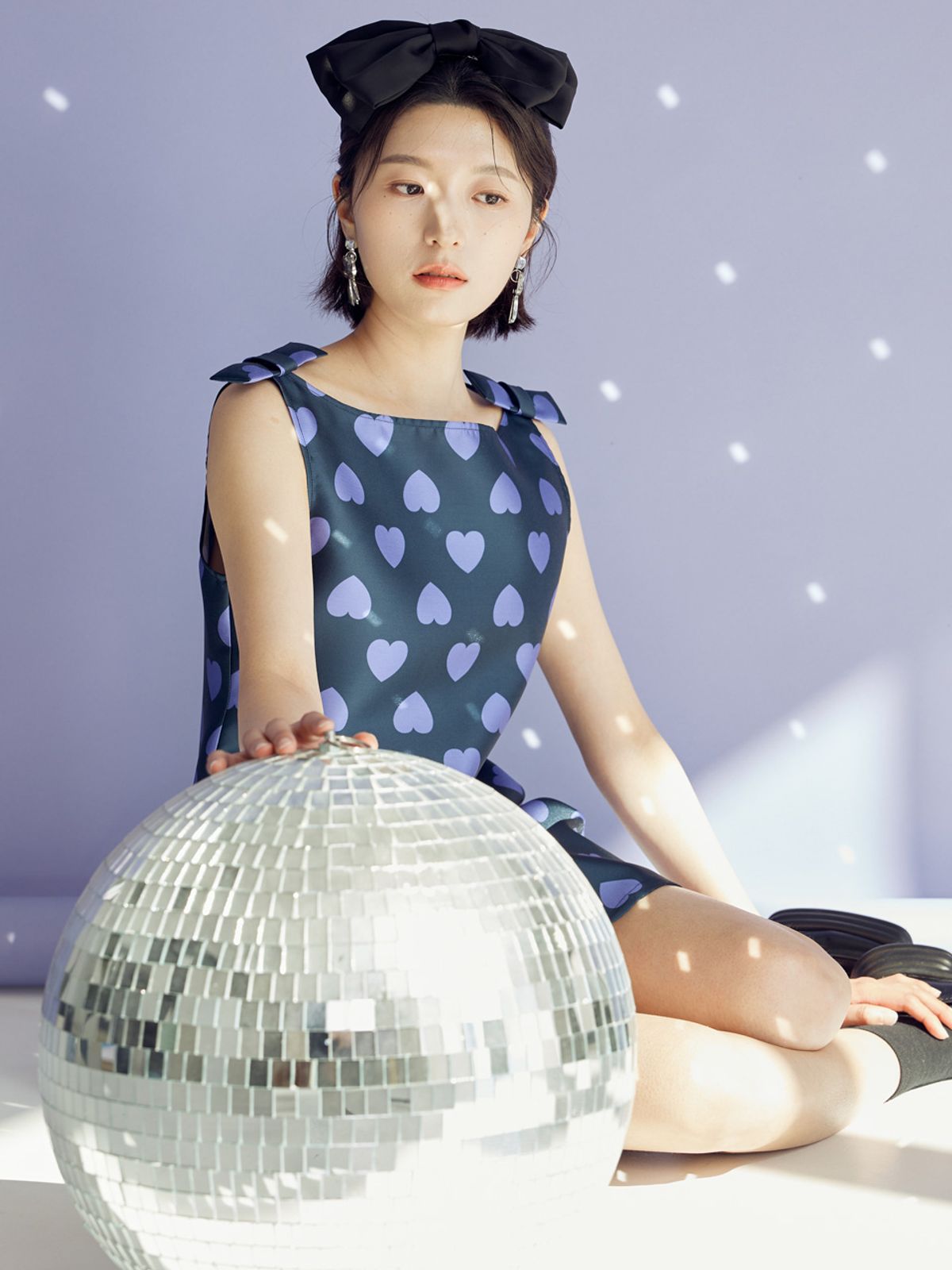 봄날 부티크(BOMNAL BOUTIQUE) 리본 미니 드레스 _ 네이비