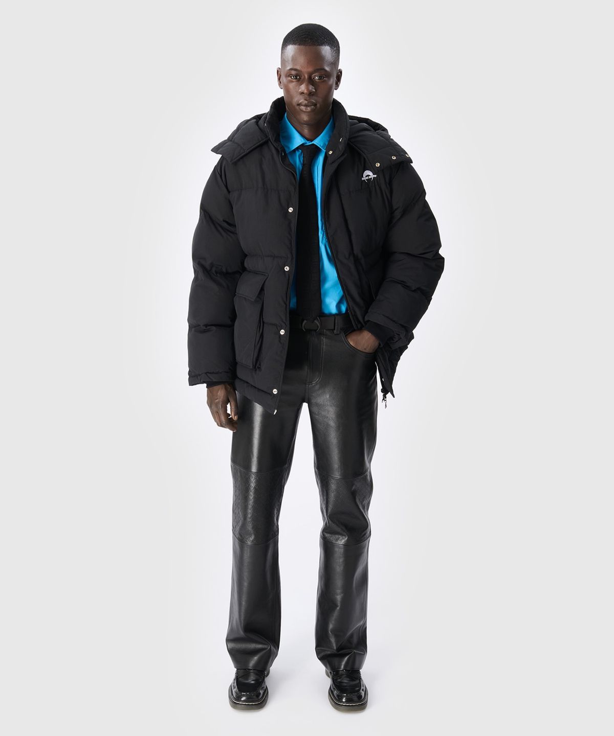 마린 세르(MARINE SERRE) (U) MS 스포츠 나일론 푸퍼 코트 블랙 MS SPORT NYLON PUFFER COAT BLACK