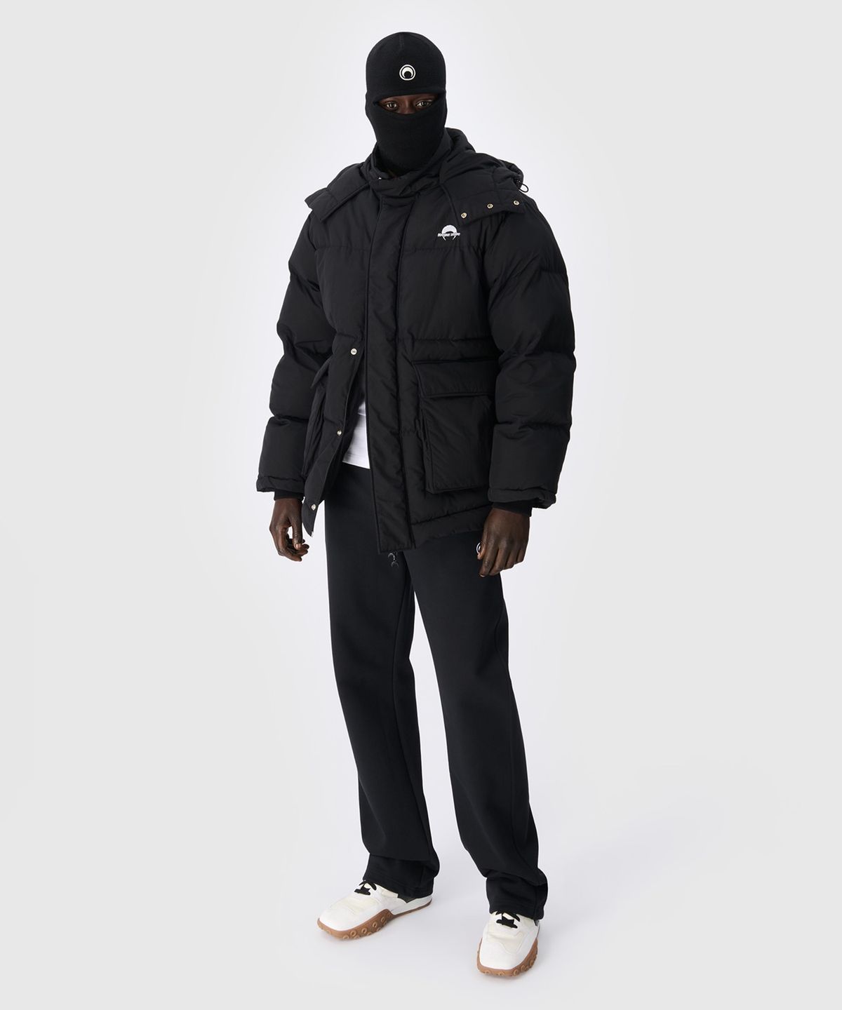 마린 세르(MARINE SERRE) (U) MS 스포츠 나일론 푸퍼 코트 블랙 MS SPORT NYLON PUFFER COAT BLACK
