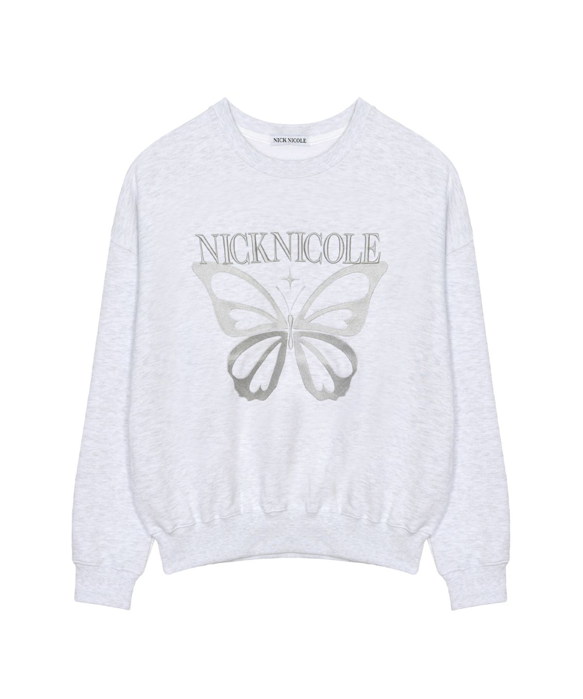닉앤니콜(NICK&NICOLE) NICOLE BUTTERFLY QUALITY SWEATSHIRT_MELANGE SILVER