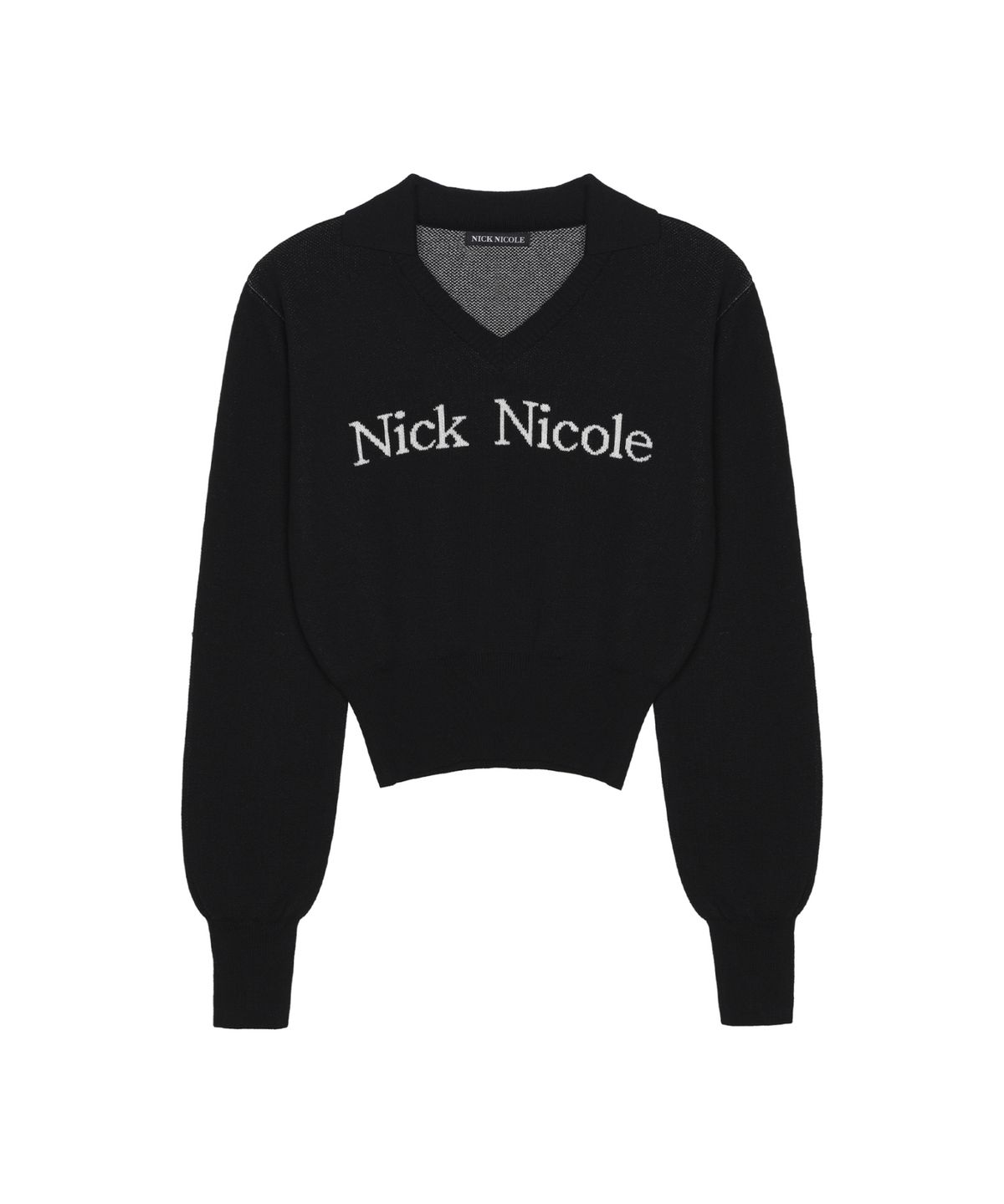 닉앤니콜(NICK&NICOLE) NICOLE COLOR BLOCK COLLAR KNIT_BLACK
