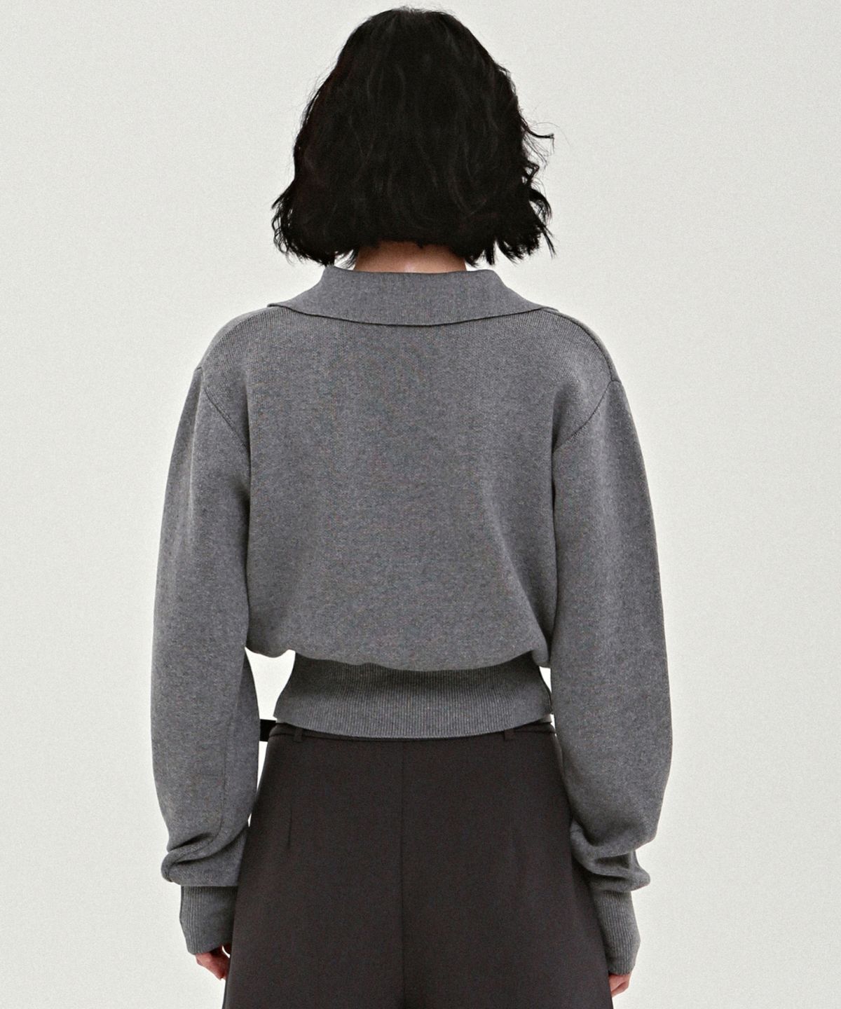 닉앤니콜(NICK&NICOLE) NICOLE COLOR BLOCK COLLAR KNIT_CHARCOAL