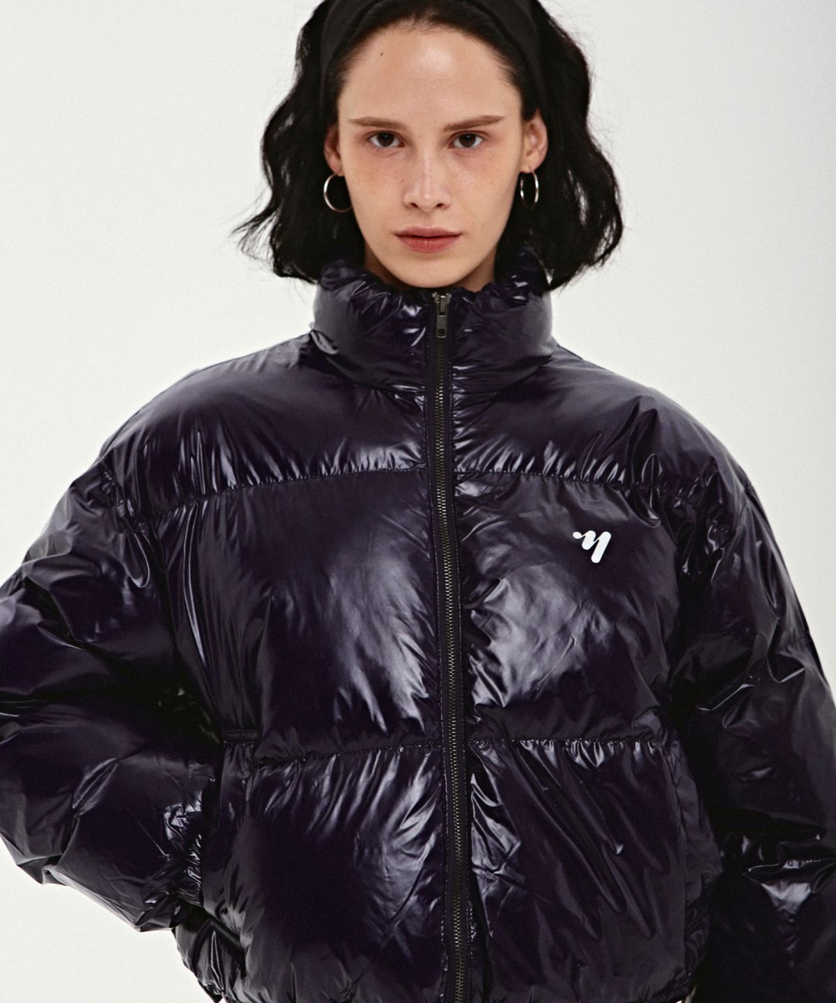 닉앤니콜(NICK&NICOLE) SHINE CROP PUFFER PADDING_NAVY