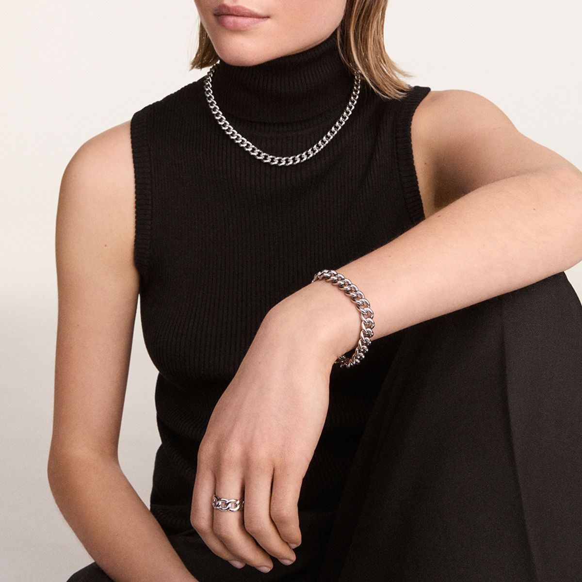 다니엘 웰링턴(DANIEL WELLINGTON) CHUNKY CHAIN RING 체인모양 두꺼운 반지 우정링 커플반지