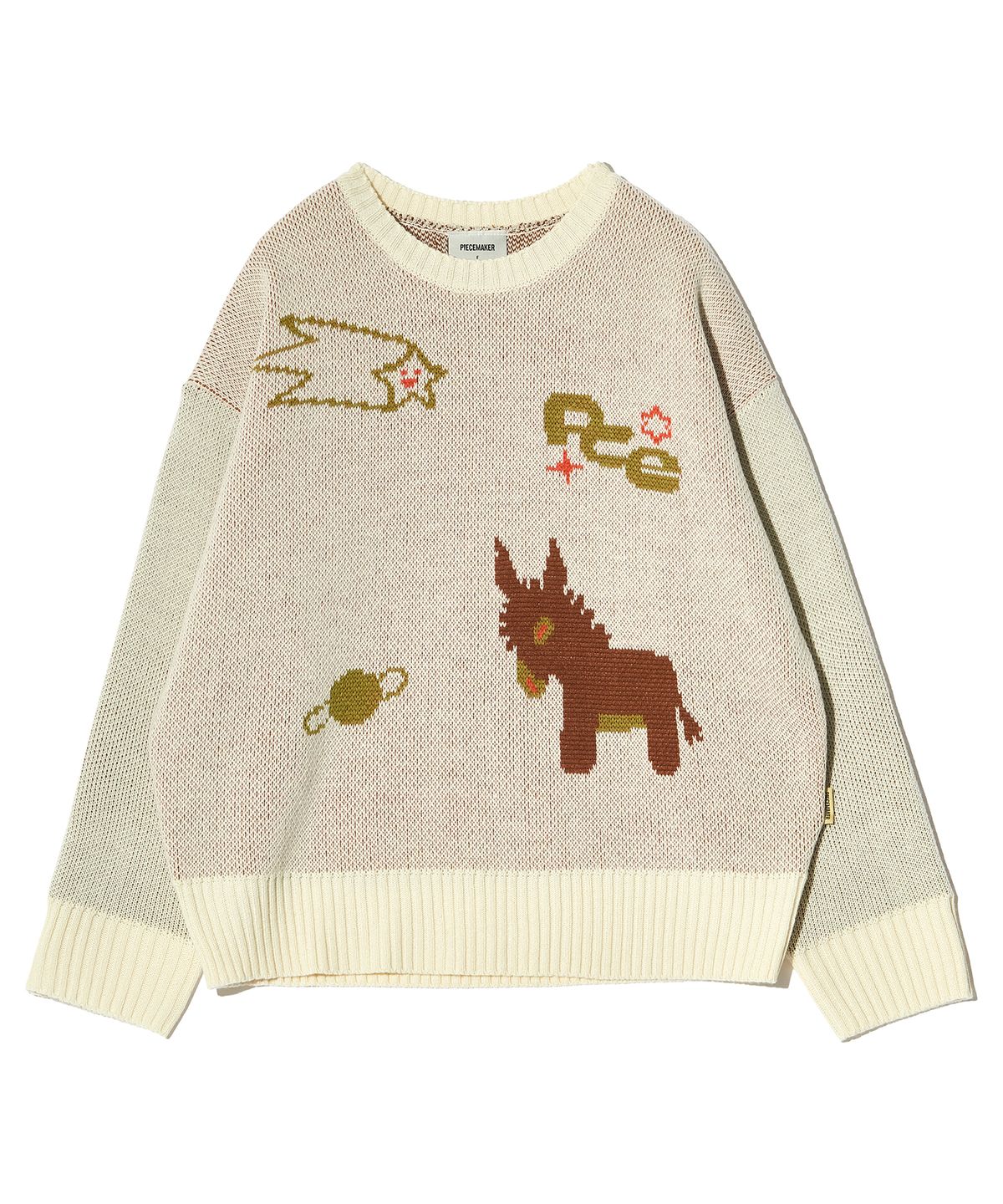 피스메이커(PIECE MAKER) DONKEY JACQUARD KNIT PULLOVER (IVORY)