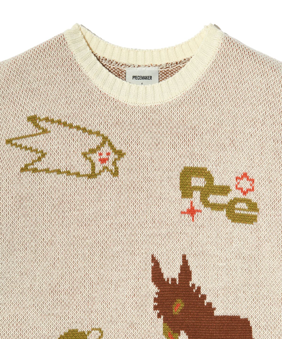 피스메이커(PIECE MAKER) DONKEY JACQUARD KNIT PULLOVER (IVORY)