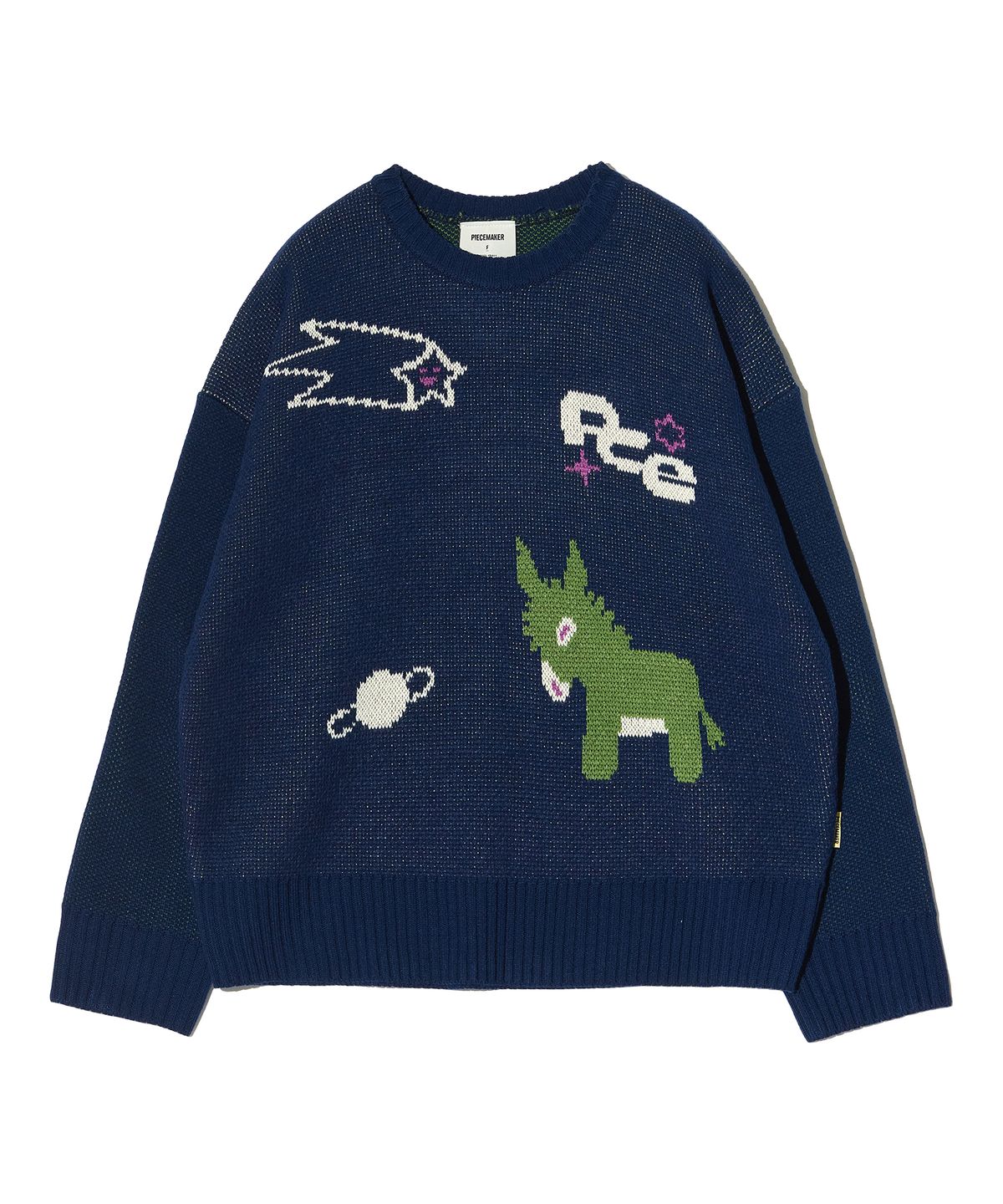 피스메이커(PIECE MAKER) DONKEY JACQUARD KNIT PULLOVER (NAVY)