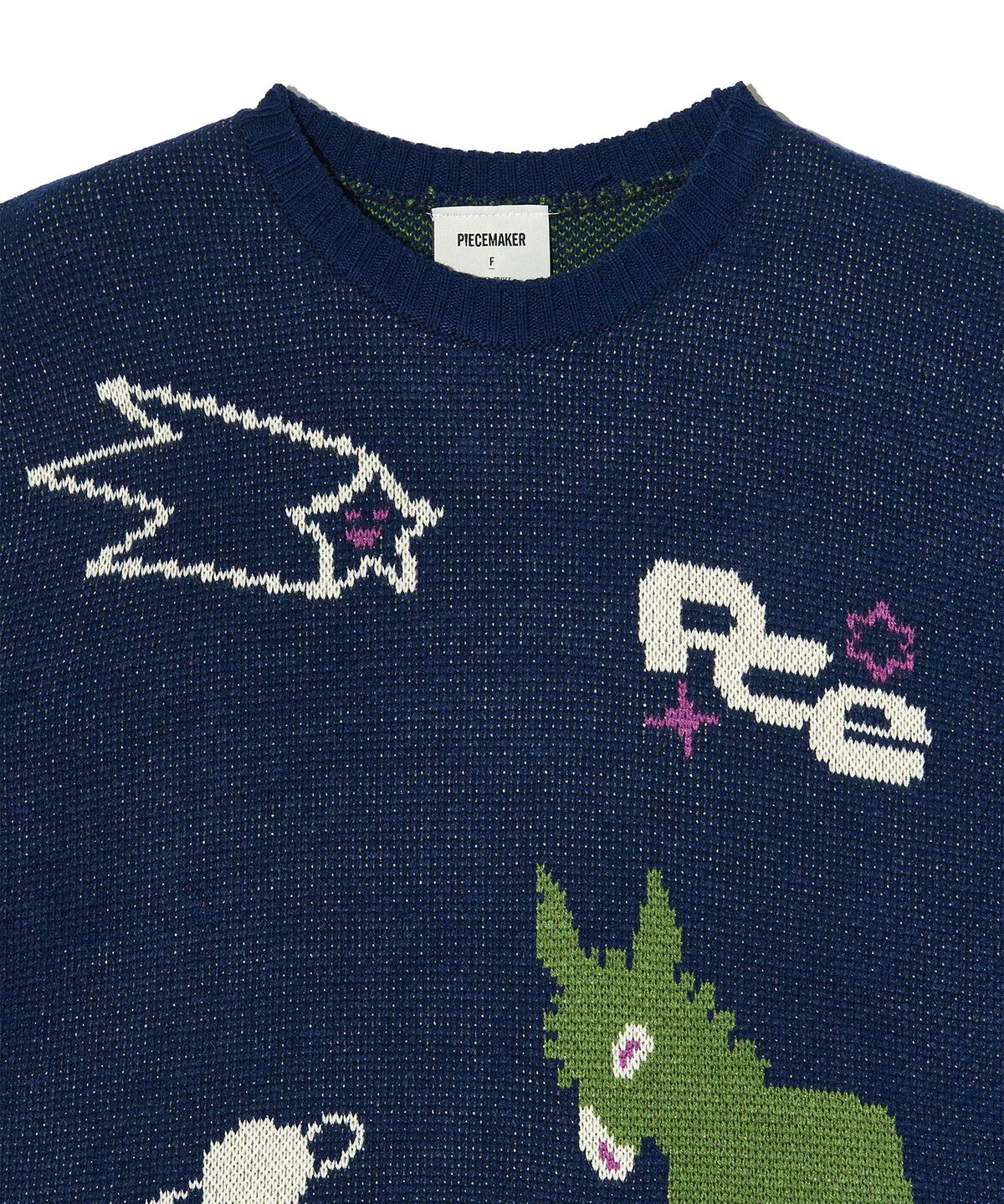 피스메이커(PIECE MAKER) DONKEY JACQUARD KNIT PULLOVER (NAVY)