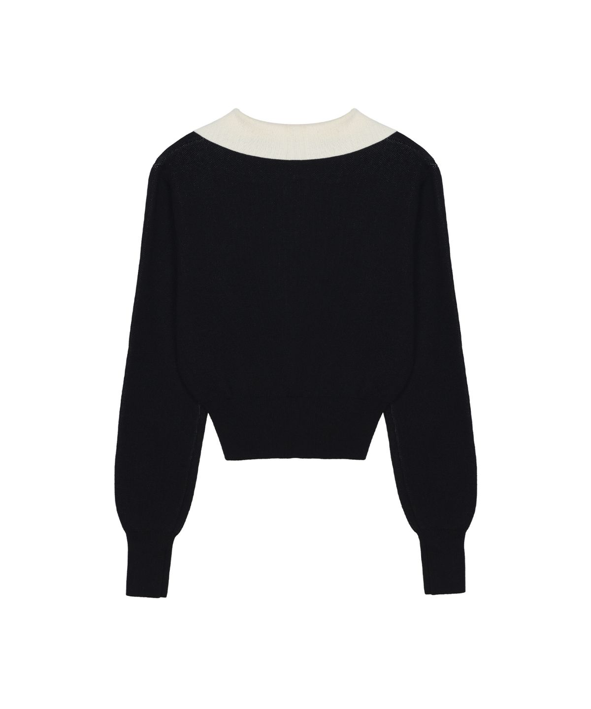 닉앤니콜(NICK&NICOLE) CLASSIC COLOR BLOCK COLLAR KNIT_BLACK
