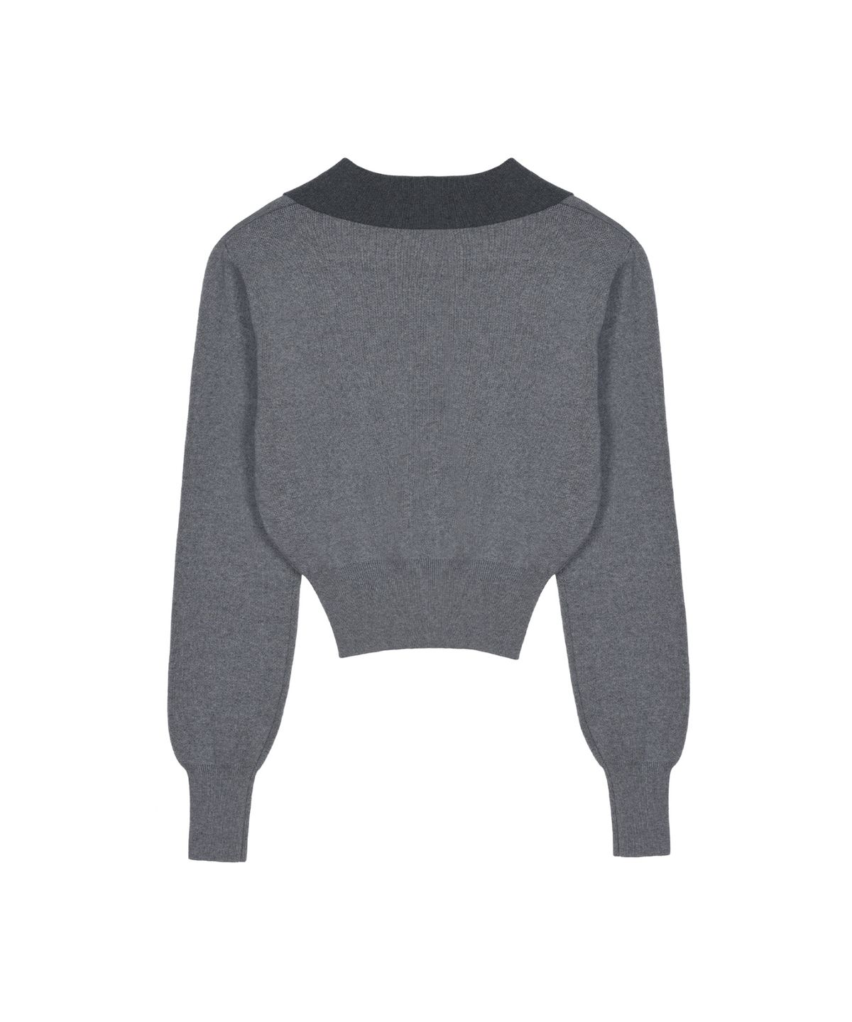 닉앤니콜(NICK&NICOLE) CLASSIC COLOR BLOCK COLLAR KNIT_CHARCOAL
