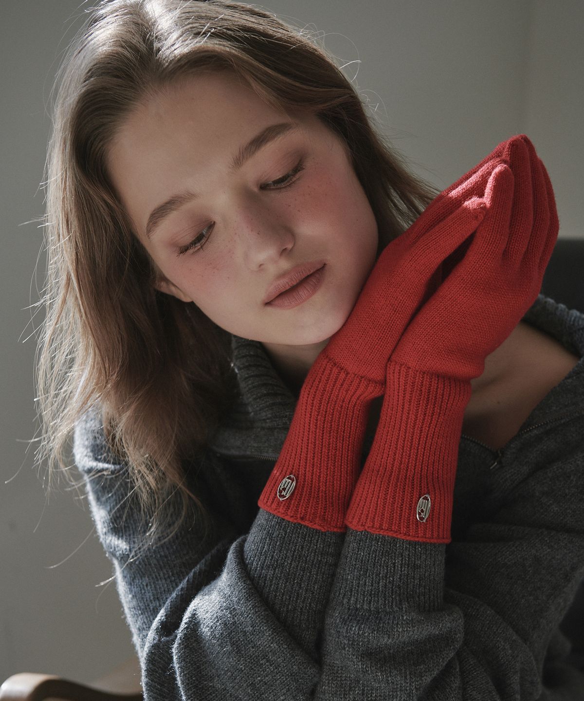마우솔레움(MAU SOLEUM) Wool Knit Gloves - Red