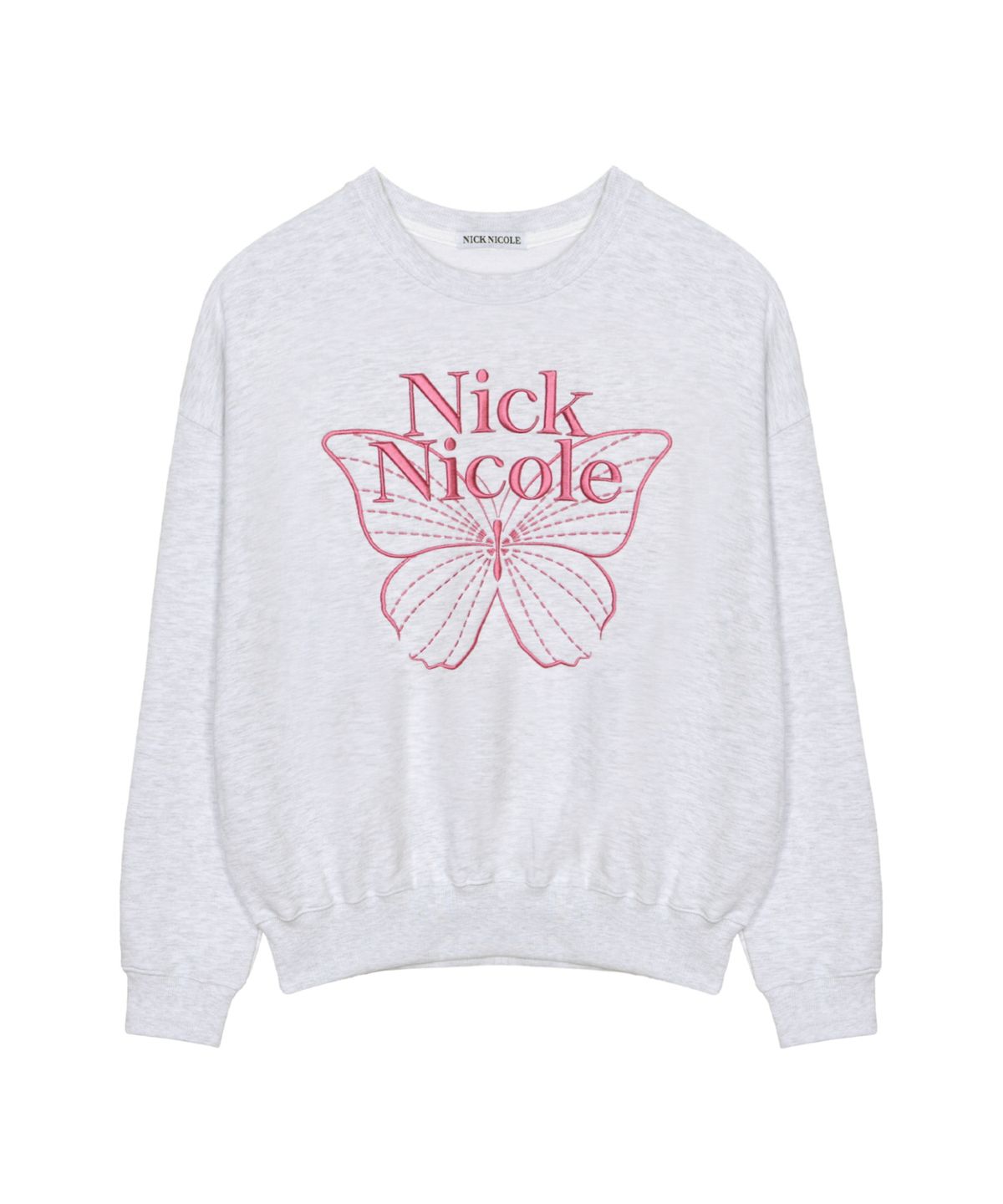 닉앤니콜(NICK&NICOLE) VOLUME BUTTERFLY SIGNATURE SWEATSHIRT_MELANGE PINK