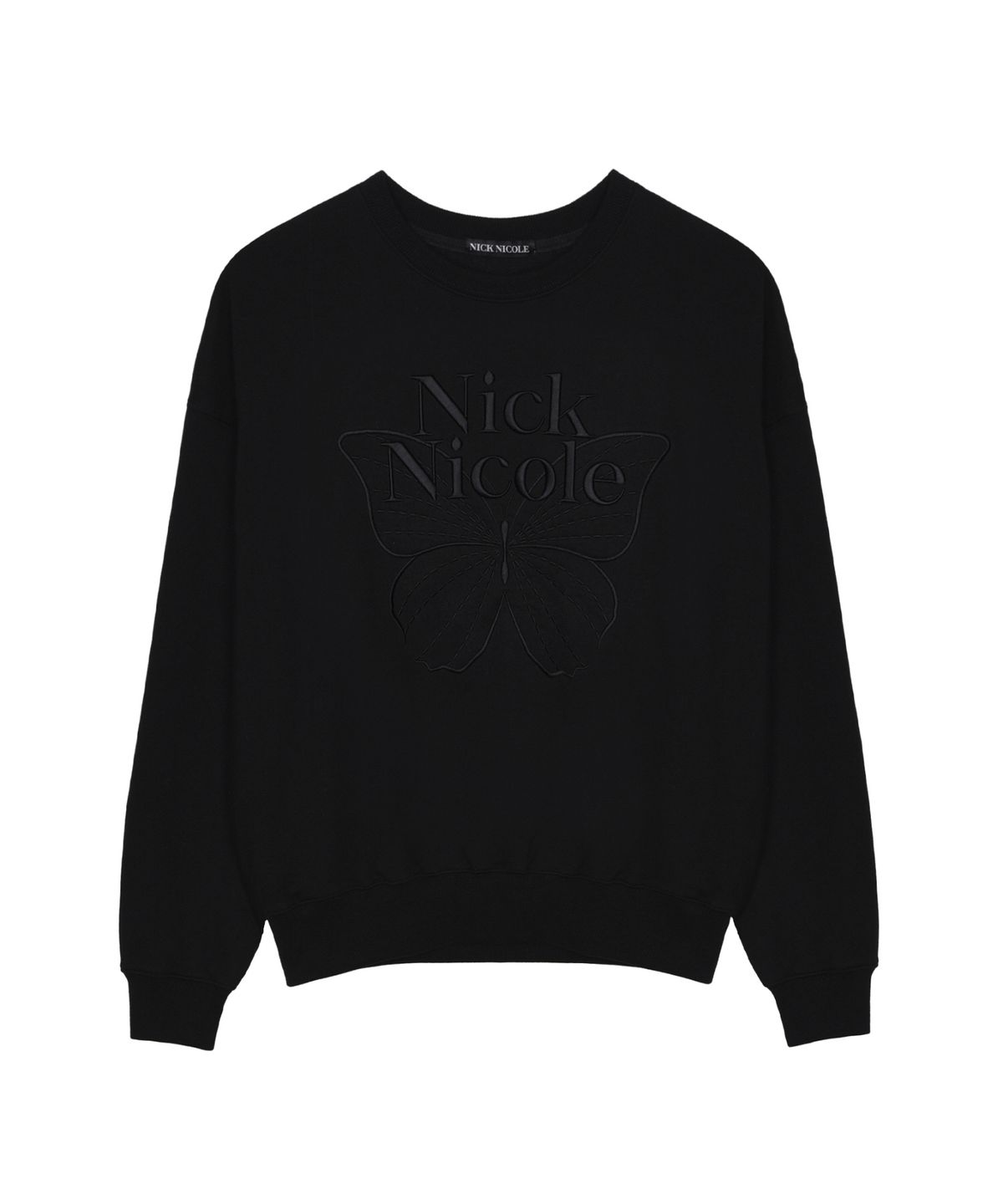 닉앤니콜(NICK&NICOLE) VOLUME BUTTERFLY SIGNATURE SWEATSHIRT_MATT BLACK