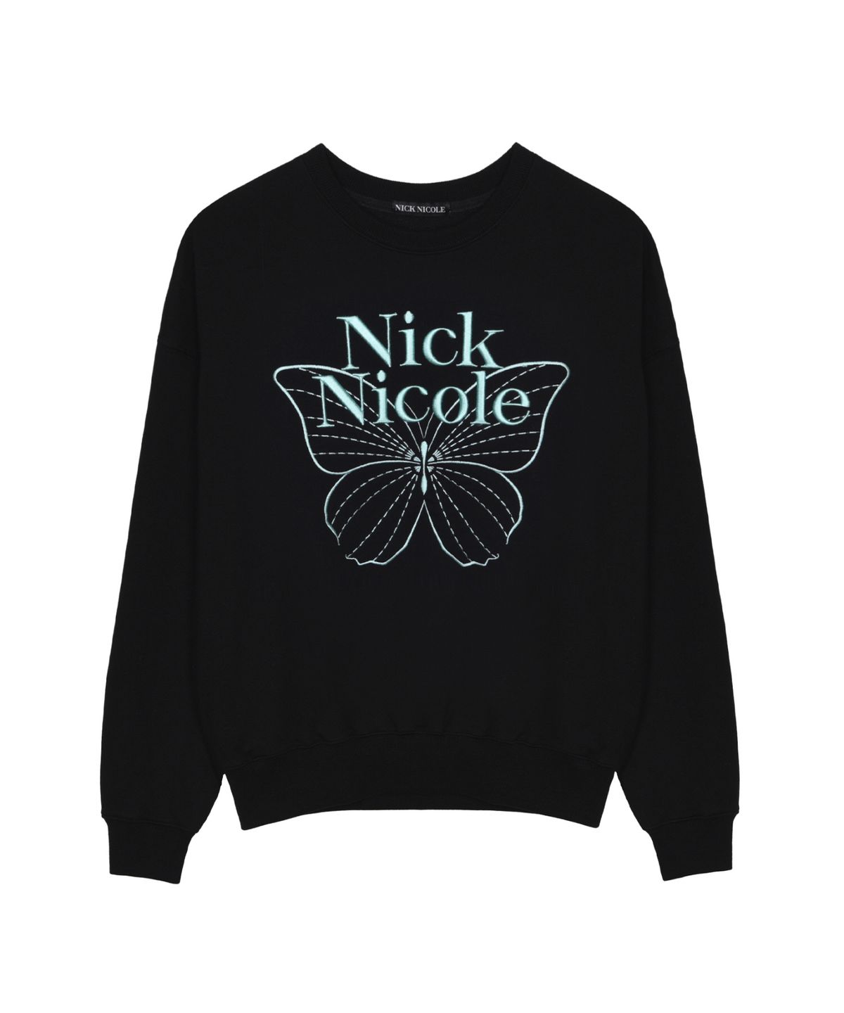 닉앤니콜(NICK&NICOLE) VOLUME BUTTERFLY SIGNATURE SWEATSHIRT_BLACK MINT