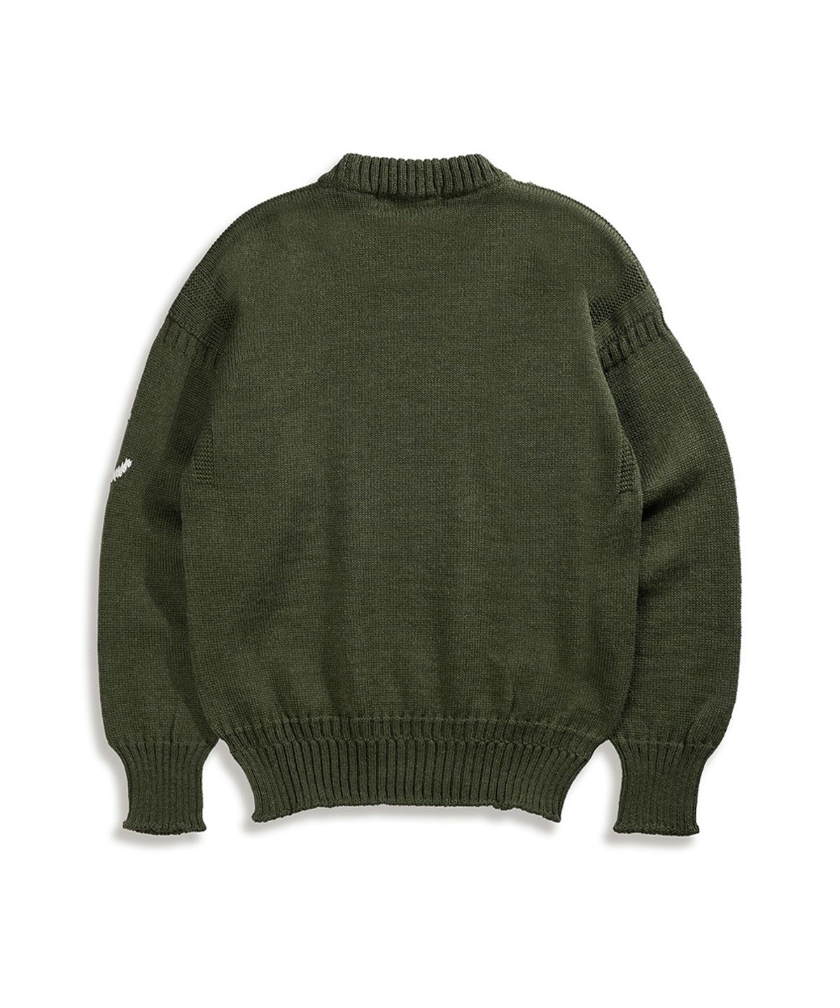 건지 울른스(Guernsey Woollens) 크루넥 홀가먼트 스웨터 - 아미