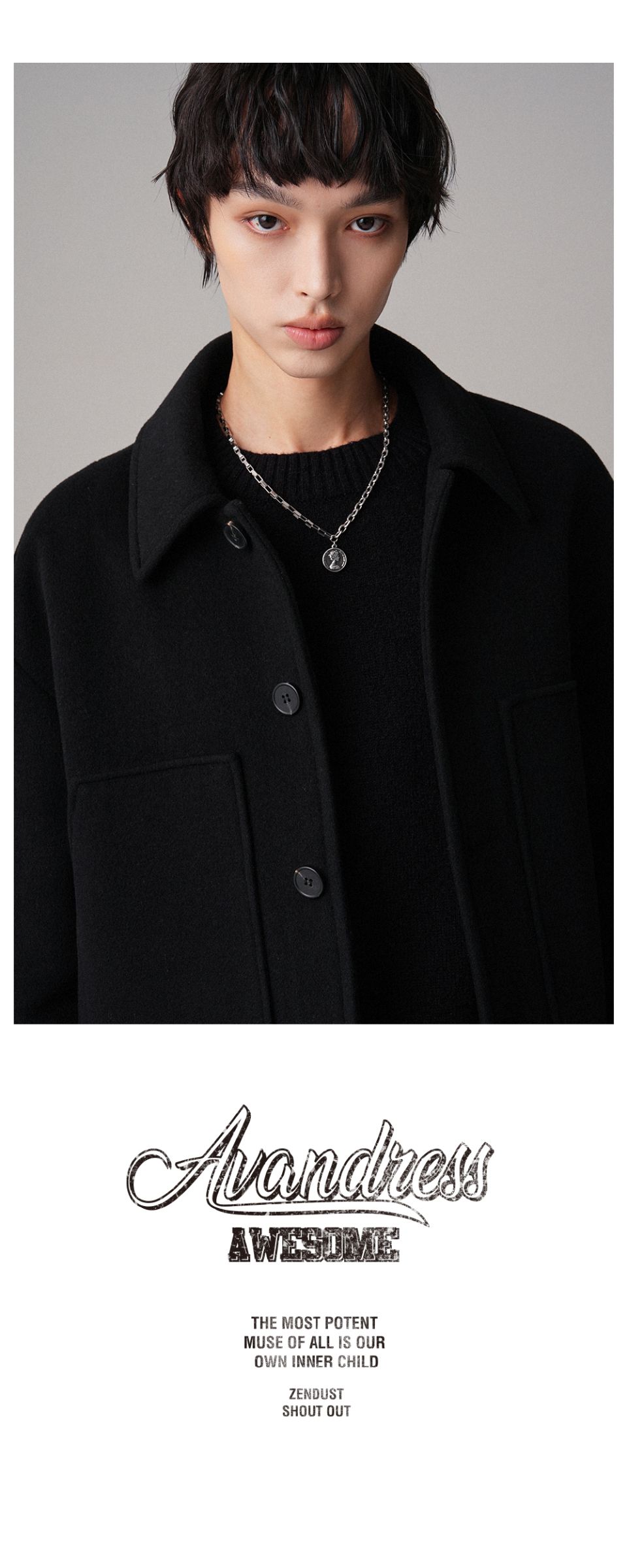 MUSINSA | AVANDRESS Fore Wool Collar Handmade Jacket BLACK