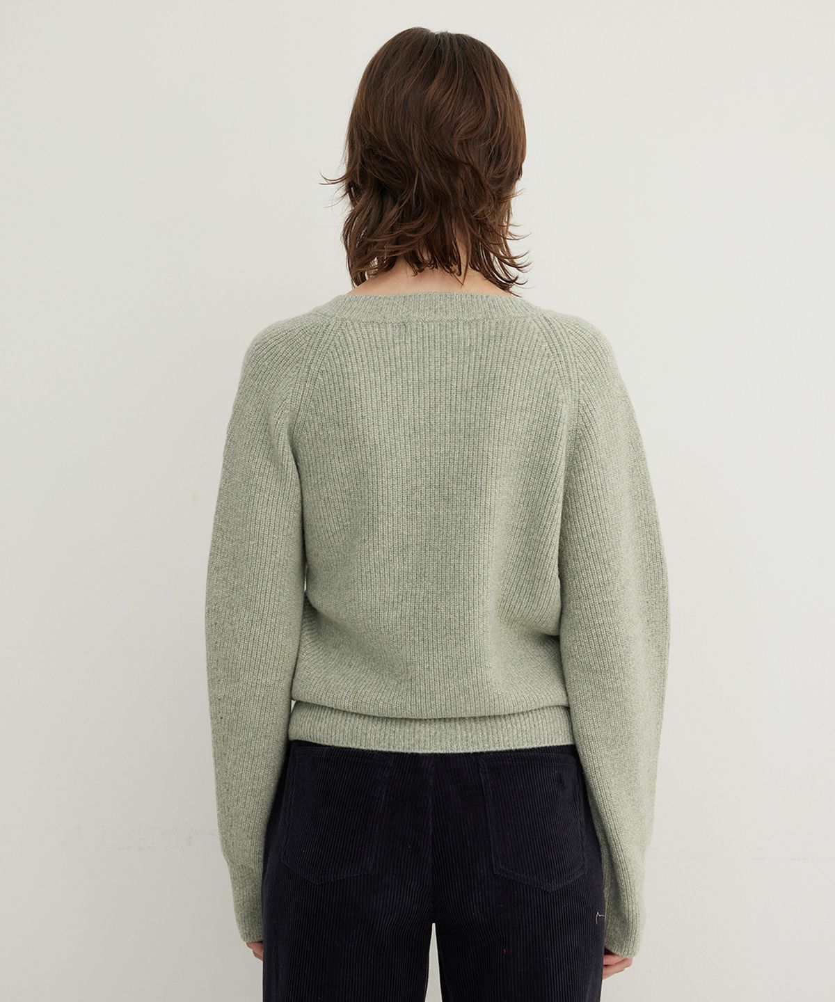 스텝어라운드(STEP AROUND) Alpaca Blend Wrap Cardigan_SAGE GREEN