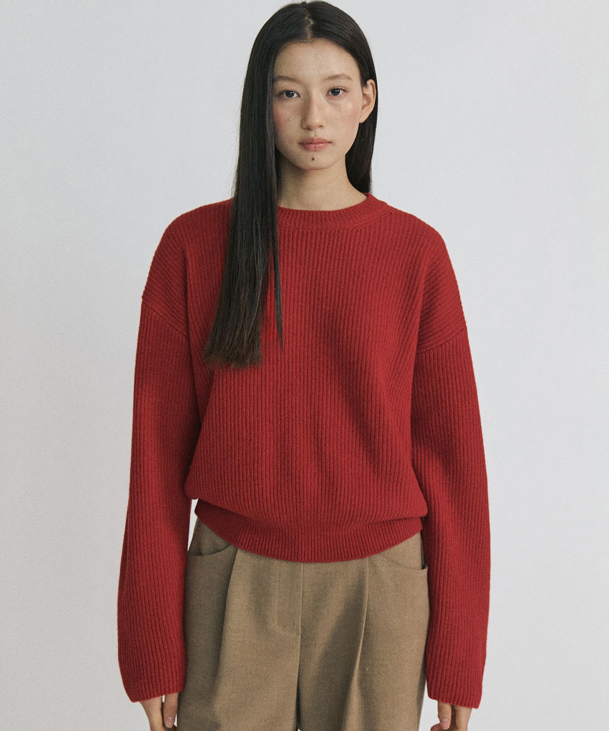 스텝어라운드(STEP AROUND) Series Line - Cashmere Drop Round knit_RED