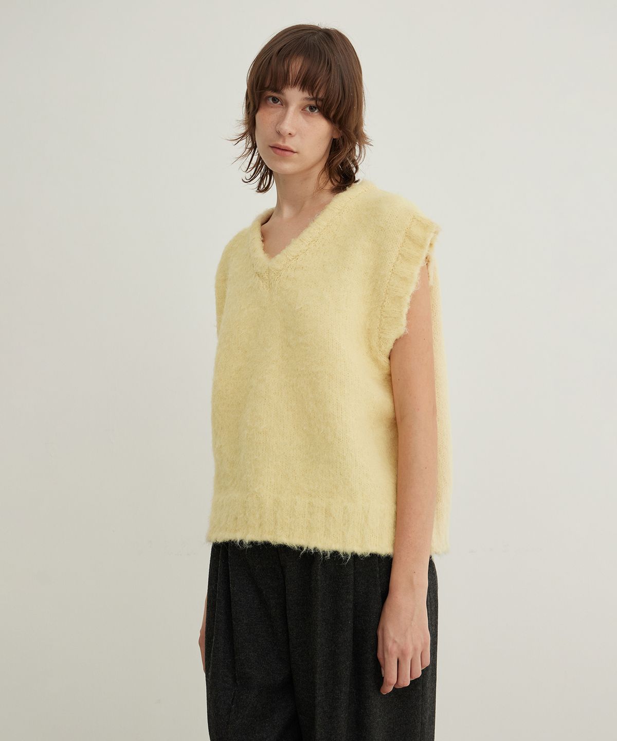 스텝어라운드(STEP AROUND) Brushed Knit Vest_BUTTER CREAM
