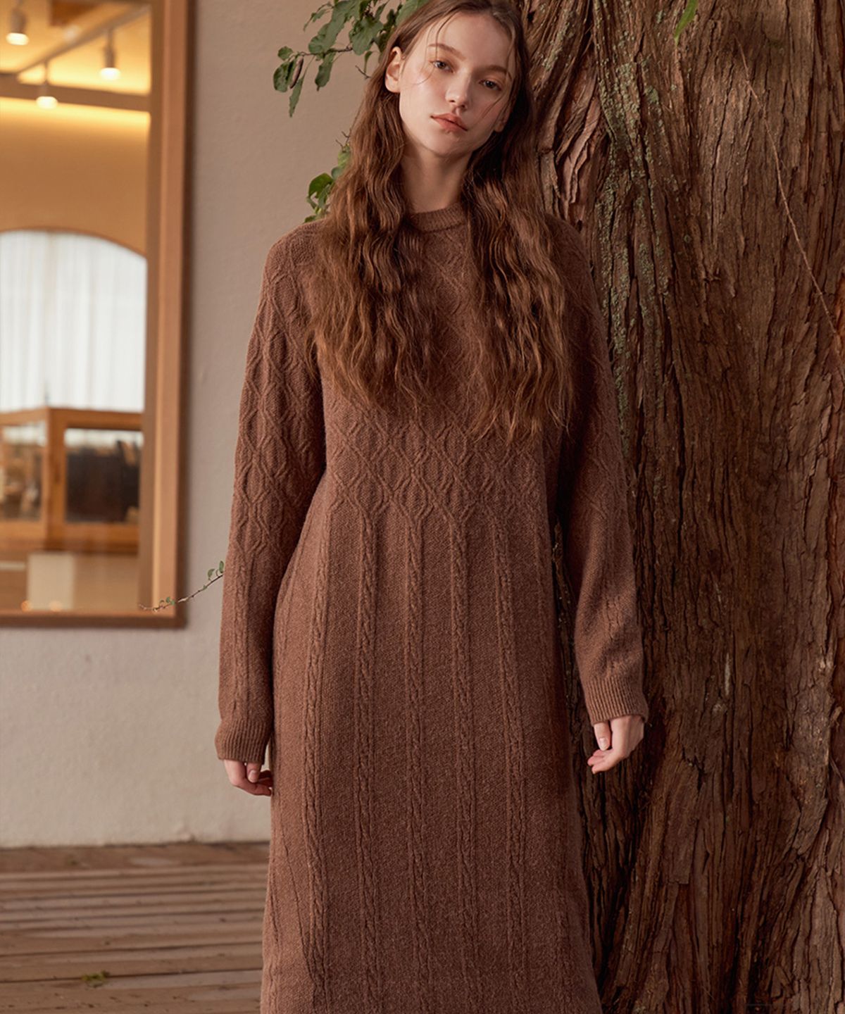 바스카라(VASCARA) DIA Cable Long Knit One-piece (3colors)