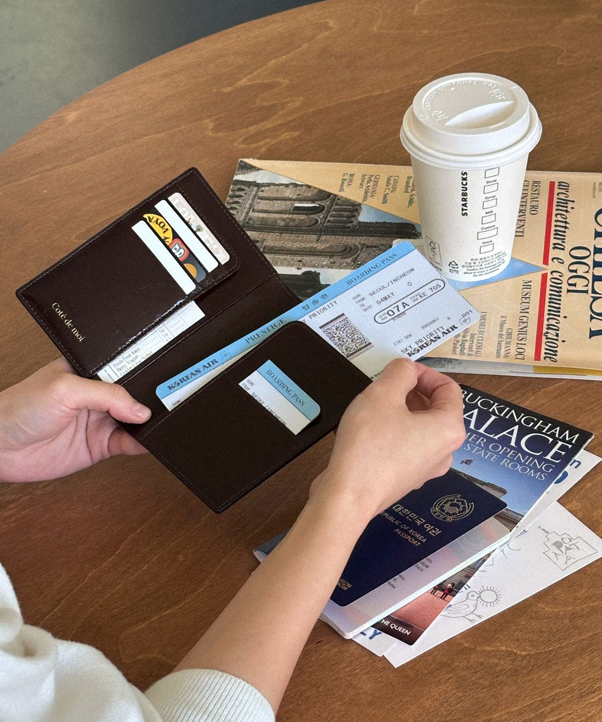 꼬떼드무아(COTEDEMOI) Ecrin passport wallet - Chocolate brown